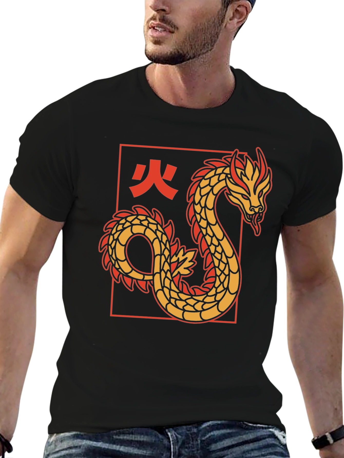 Dragon Graphic Tee - Black Cotton T-Shirt