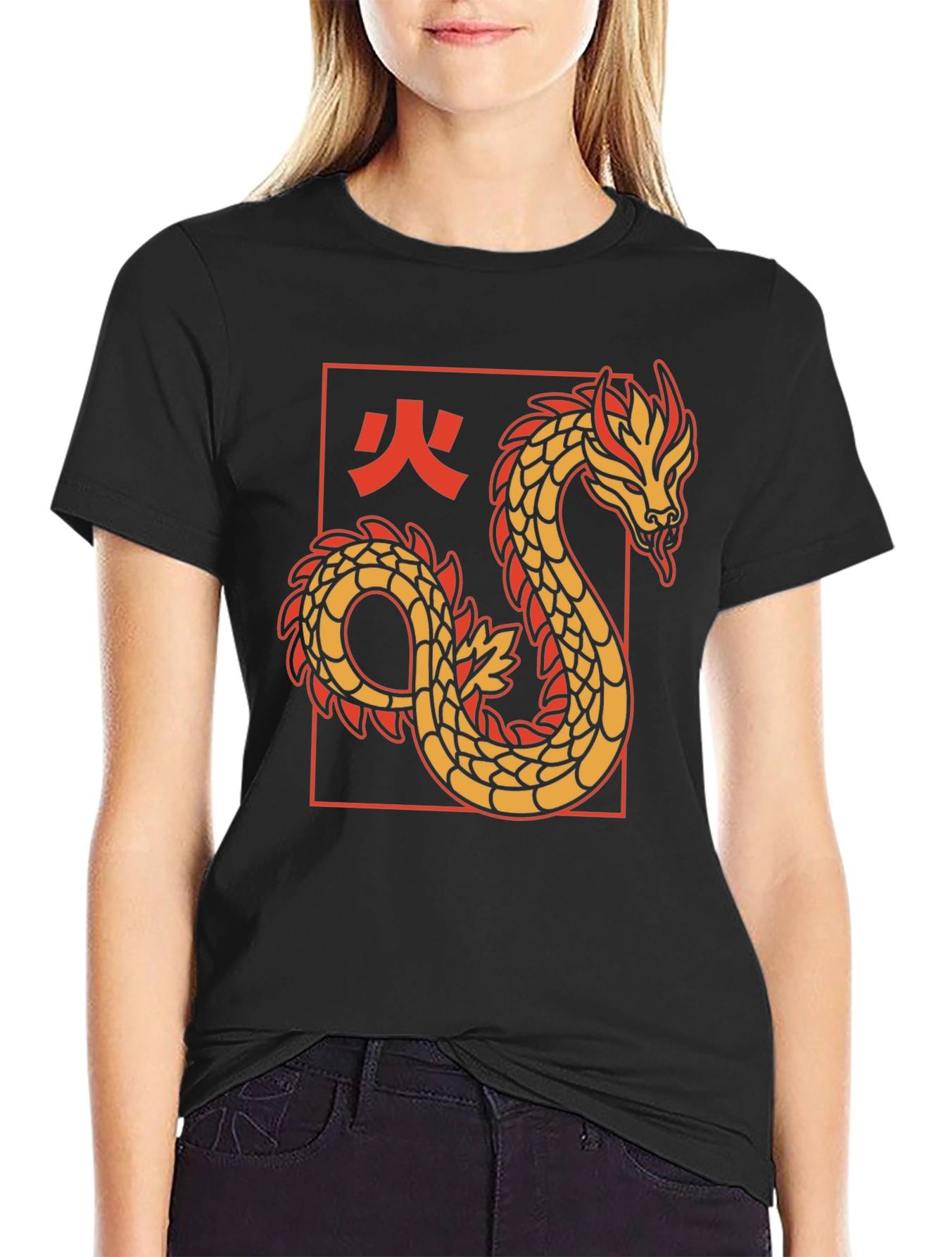 Dragon Graphic Tee - Black Cotton T-Shirt