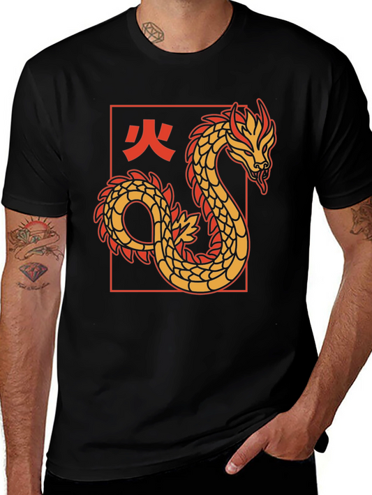 Dragon Graphic Tee - Black Cotton T-Shirt
