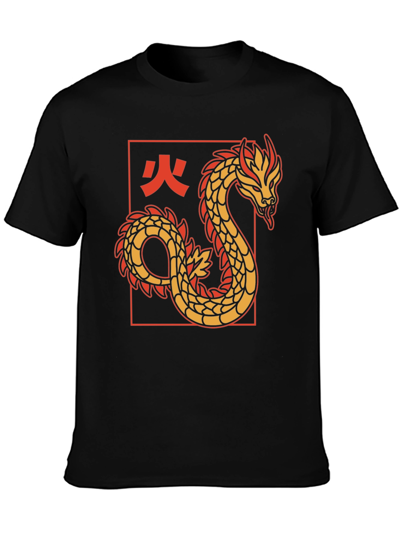 Dragon Graphic Tee - Black Cotton T-Shirt