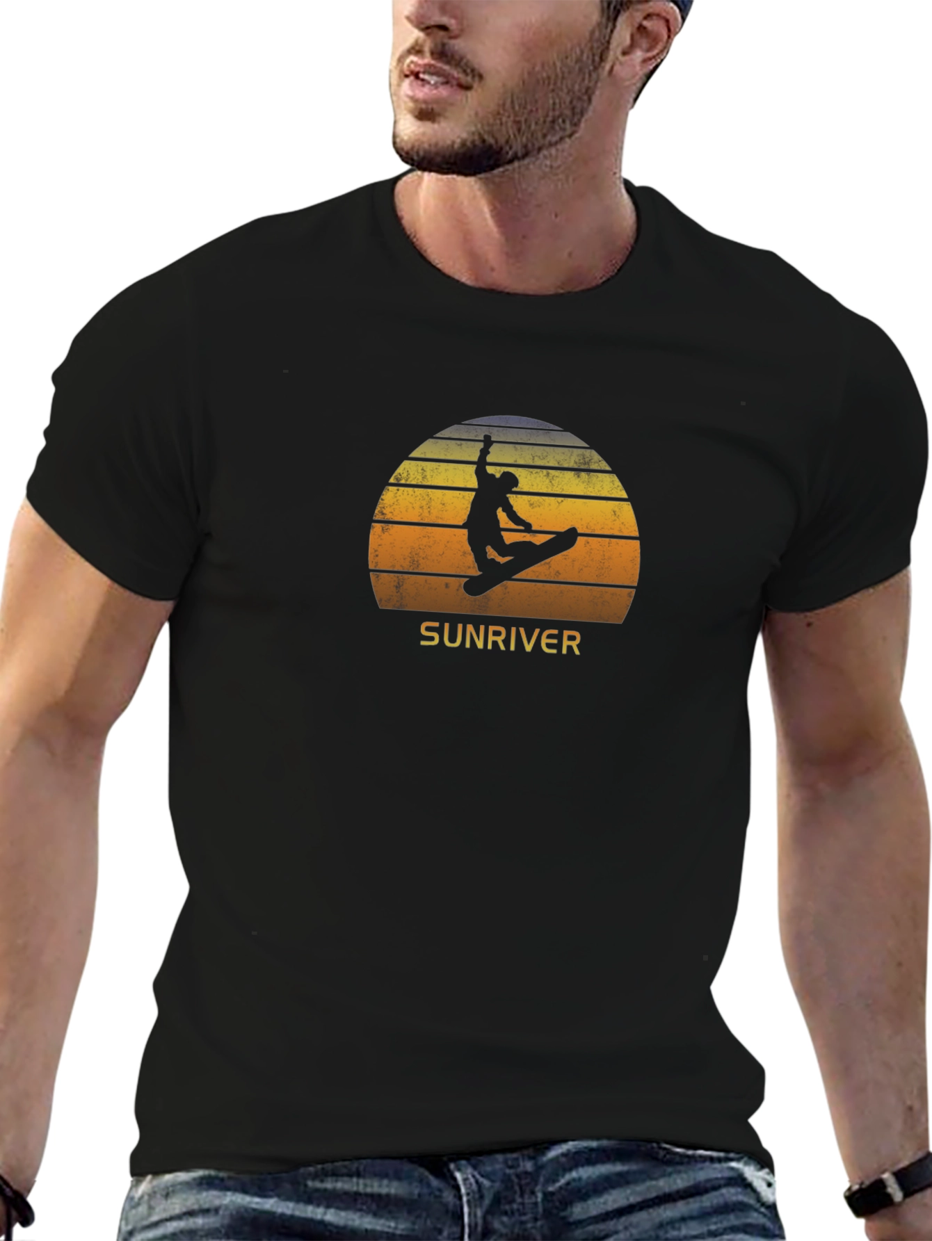 Sunriver Snowboarder Sunset Tee - Retro Cool