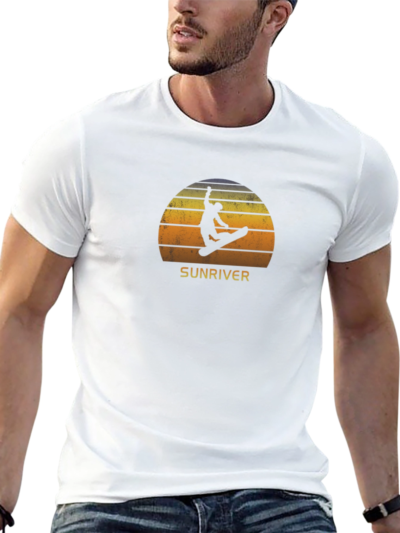 Sunriver Snowboarder Sunset Tee - Retro Cool