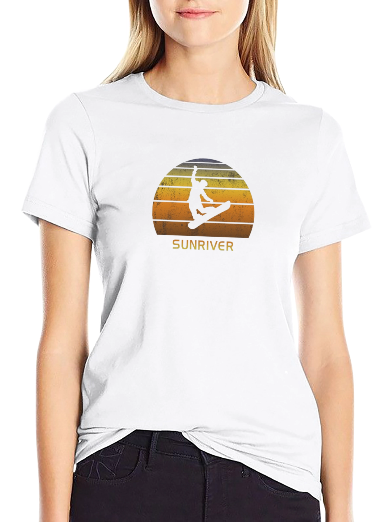 Sunriver Snowboarder Sunset Tee - Retro Cool