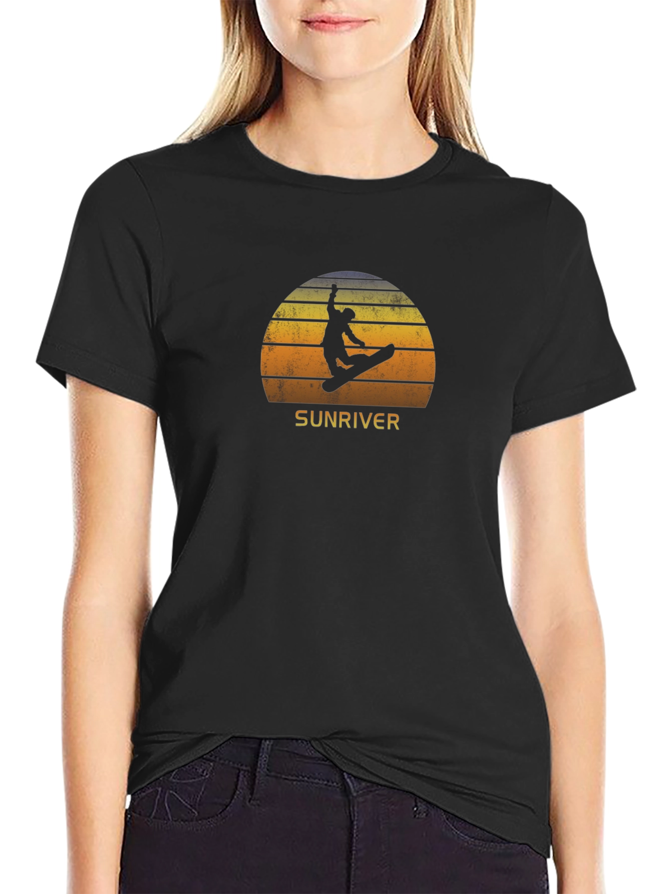 Sunriver Snowboarder Sunset Tee - Retro Cool