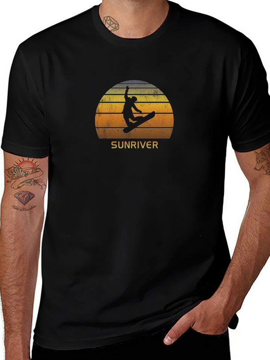 Sunriver Snowboarder Sunset Tee - Retro Cool