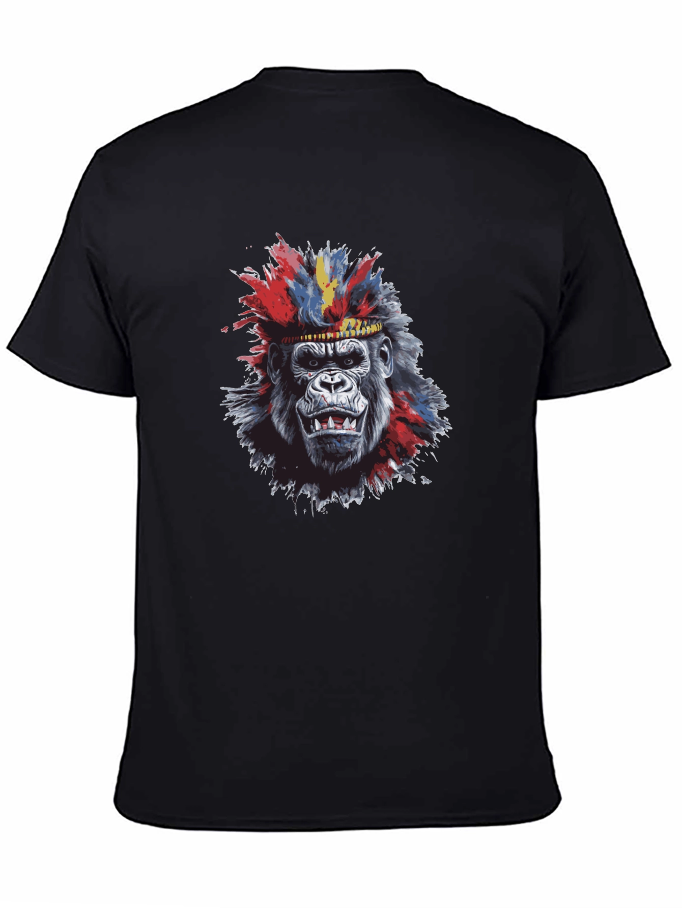 Cool Gorilla Tee: Tribal Headdress Design
