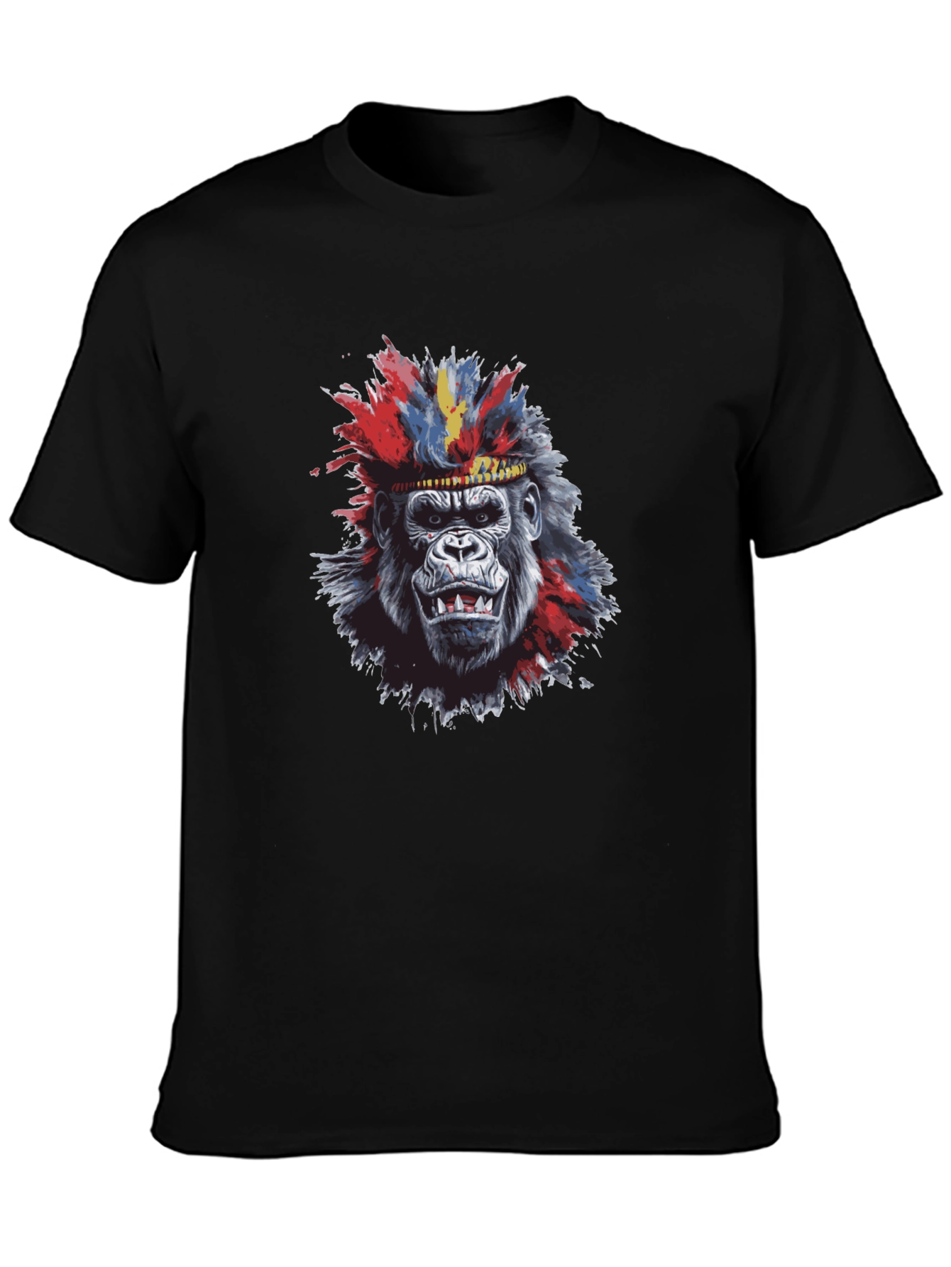 Cool Gorilla Tee: Tribal Headdress Design