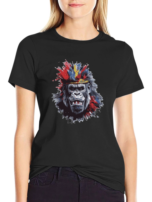 Cool Gorilla Tee: Tribal Headdress Design