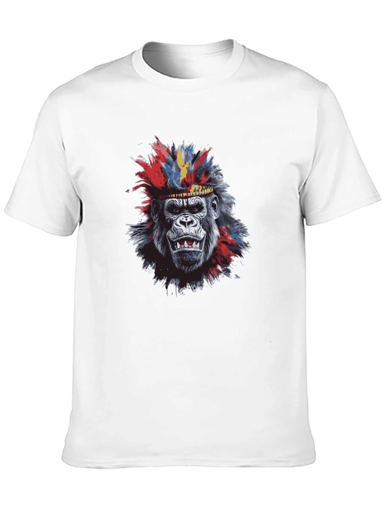 Cool Gorilla Tee: Tribal Headdress Design