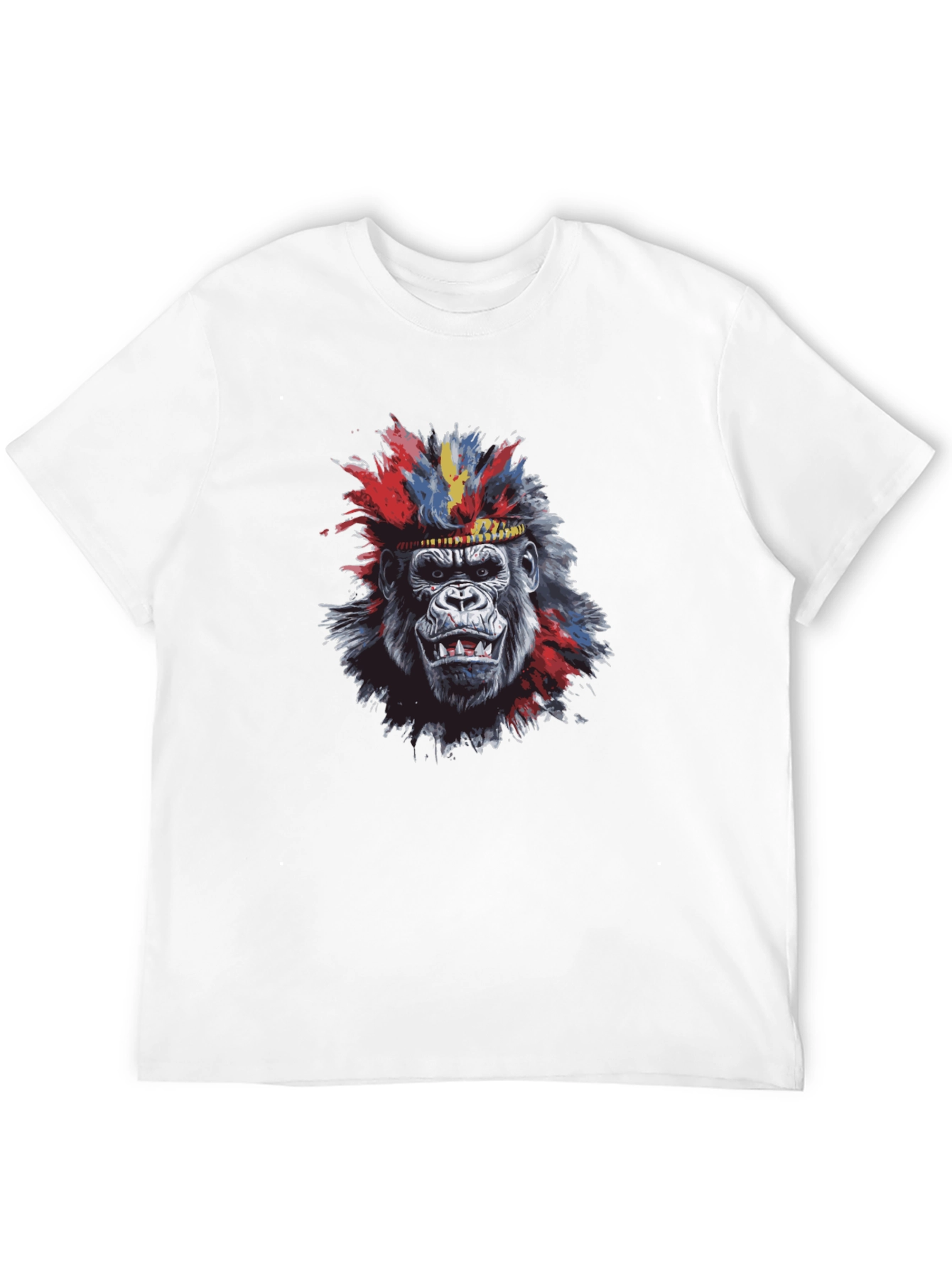 Cool Gorilla Tee: Tribal Headdress Design