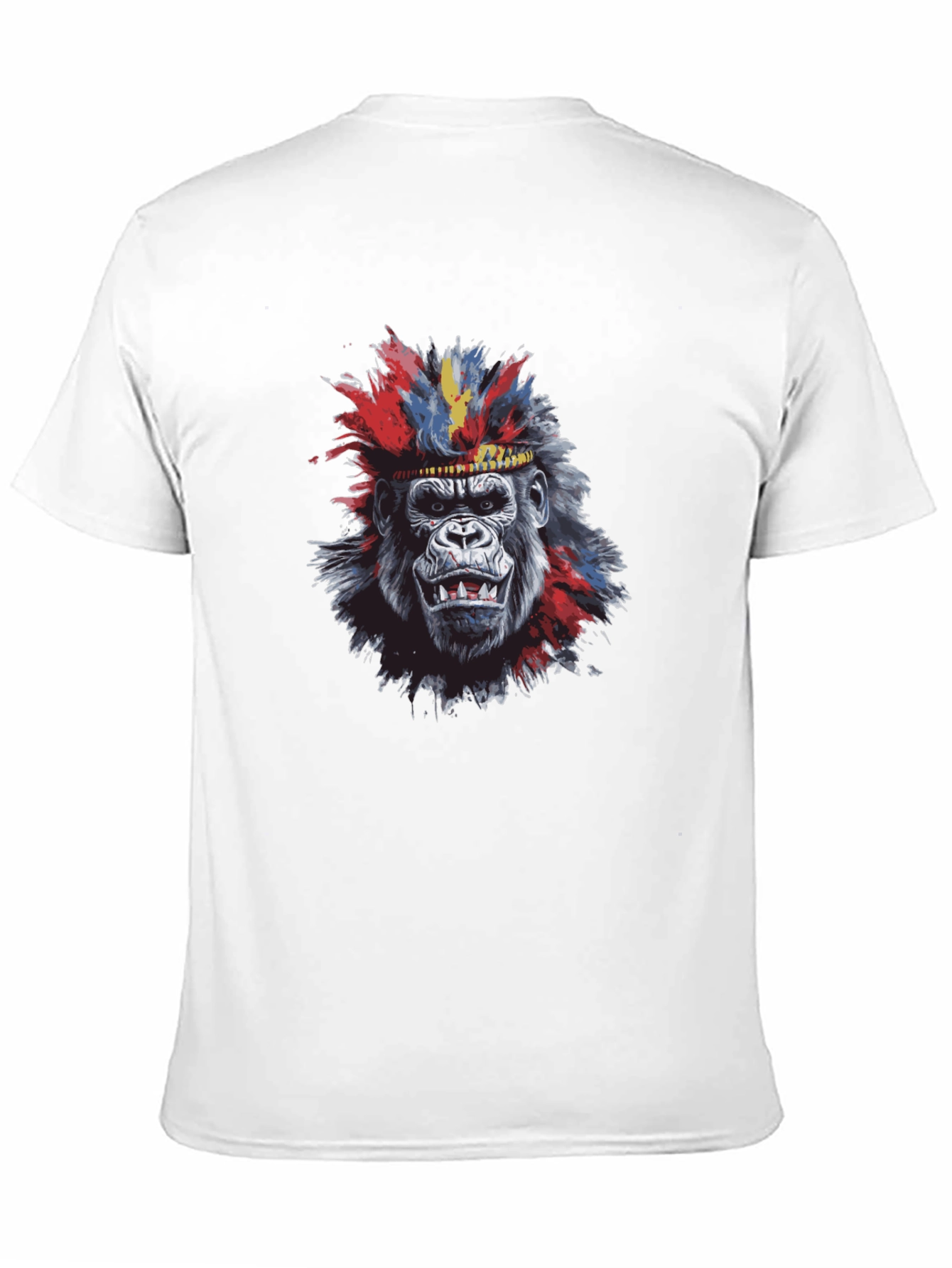 Cool Gorilla Tee: Tribal Headdress Design