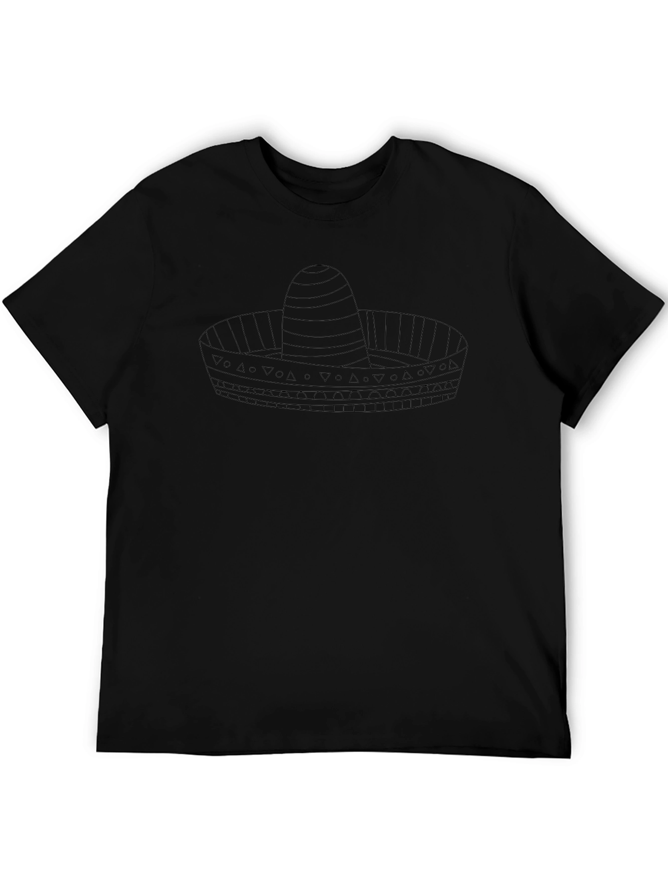 Mens Black T-Shirt with Sombrero Graphic