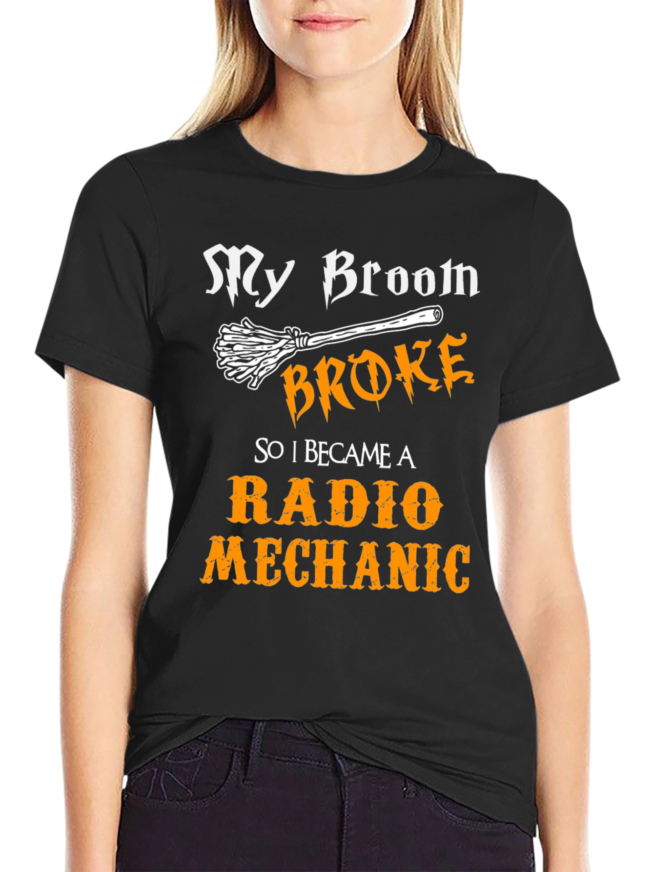 My Broom Broke Radio Mechanic Graphic Tee