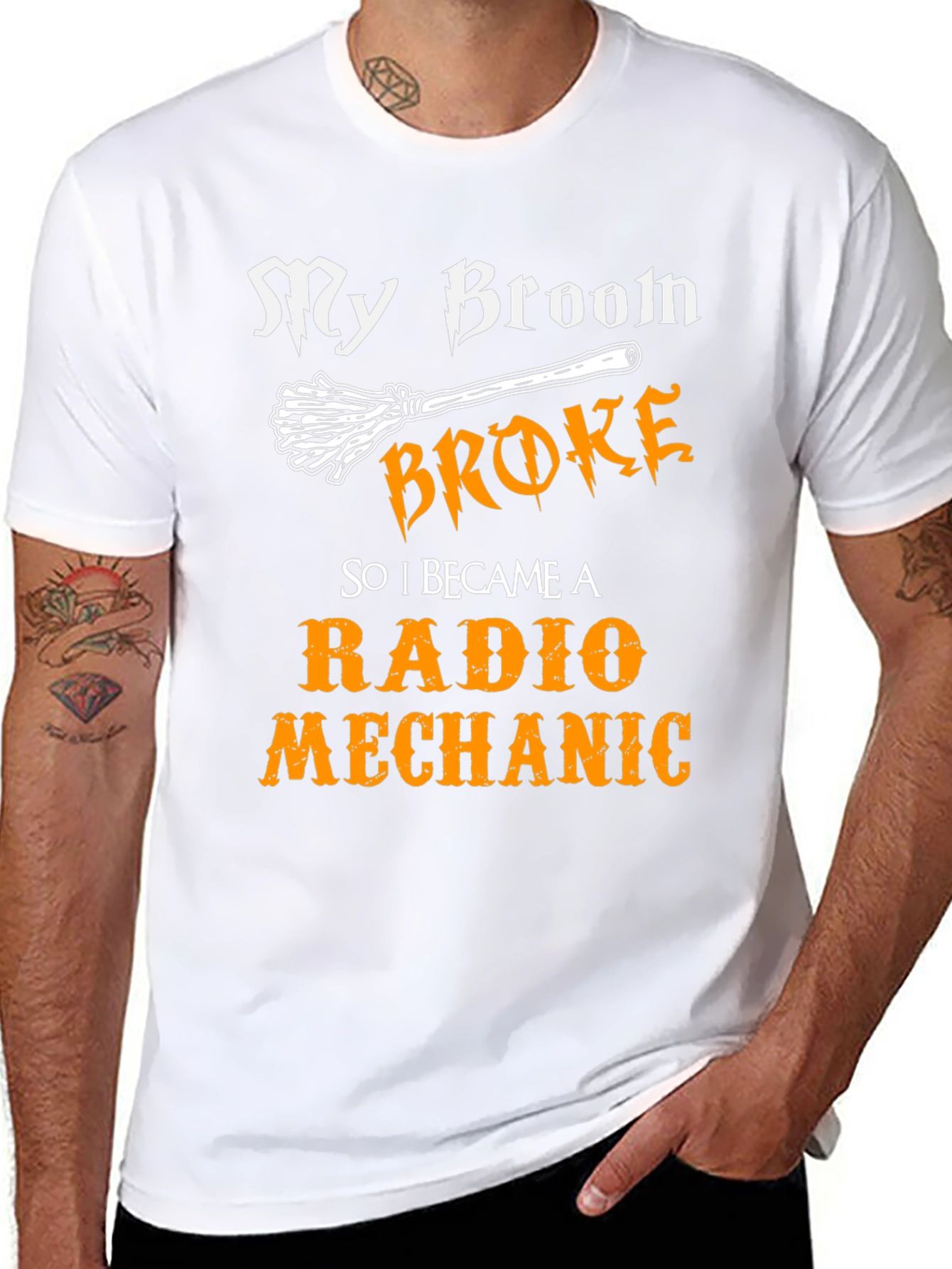 My Broom Broke Radio Mechanic Graphic Tee