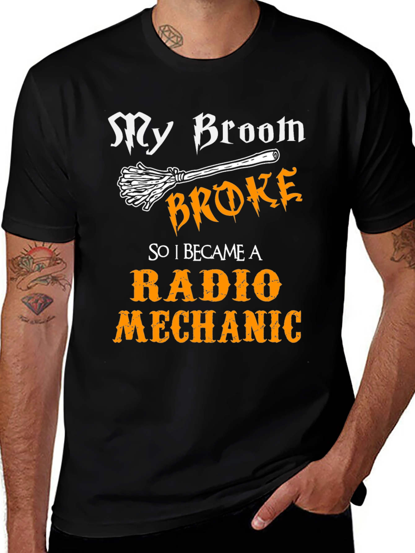 My Broom Broke Radio Mechanic Graphic Tee