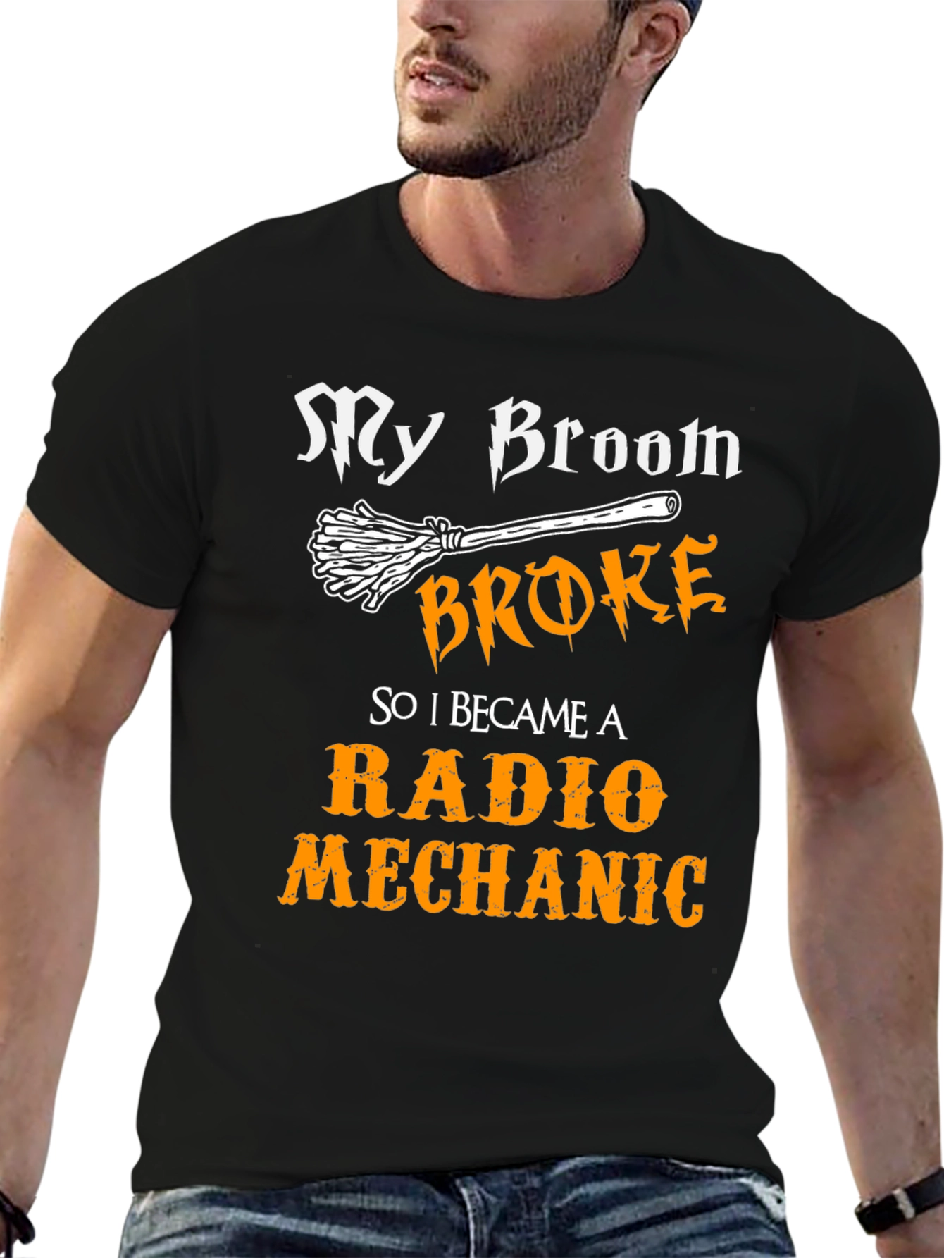 My Broom Broke Radio Mechanic Graphic Tee