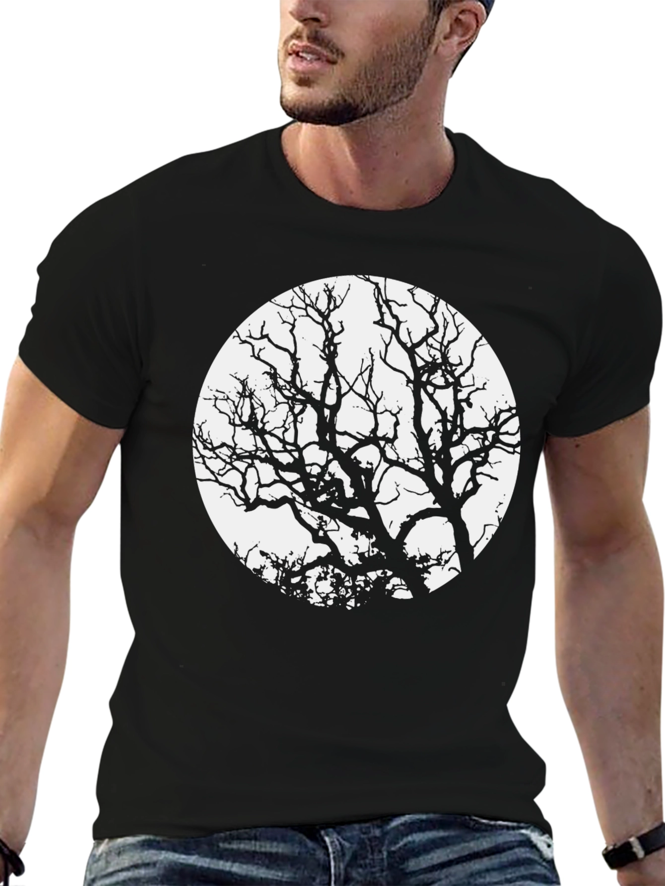 Tree Silhouette Graphic Tee - Black