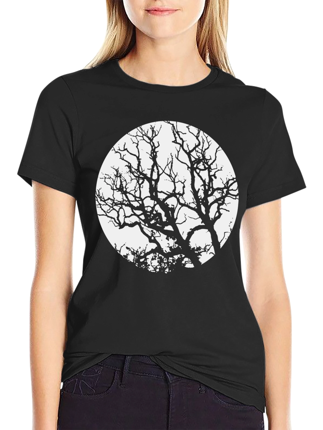 Tree Silhouette Graphic Tee - Black