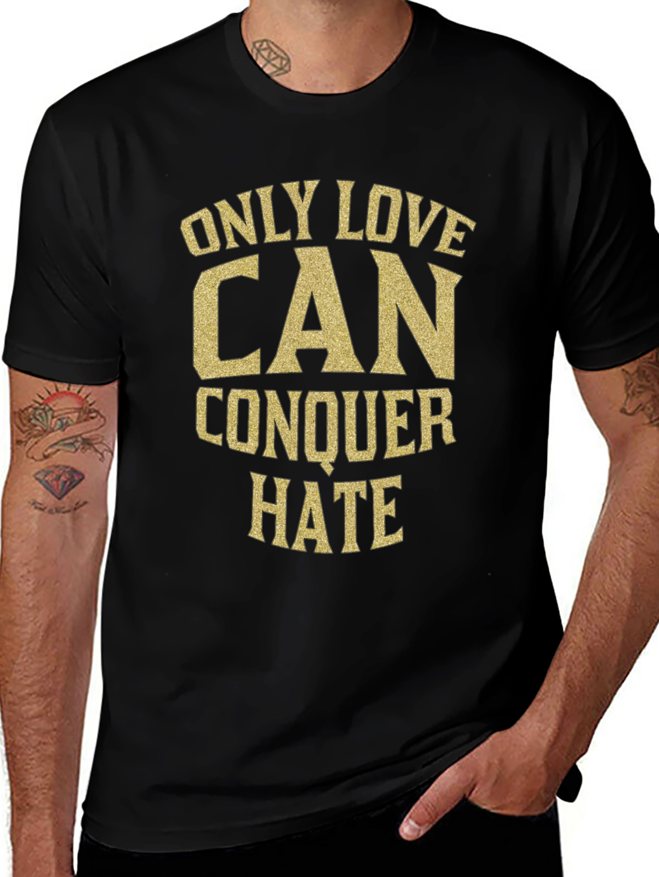 Love Conquers Hate Black Graphic Tee