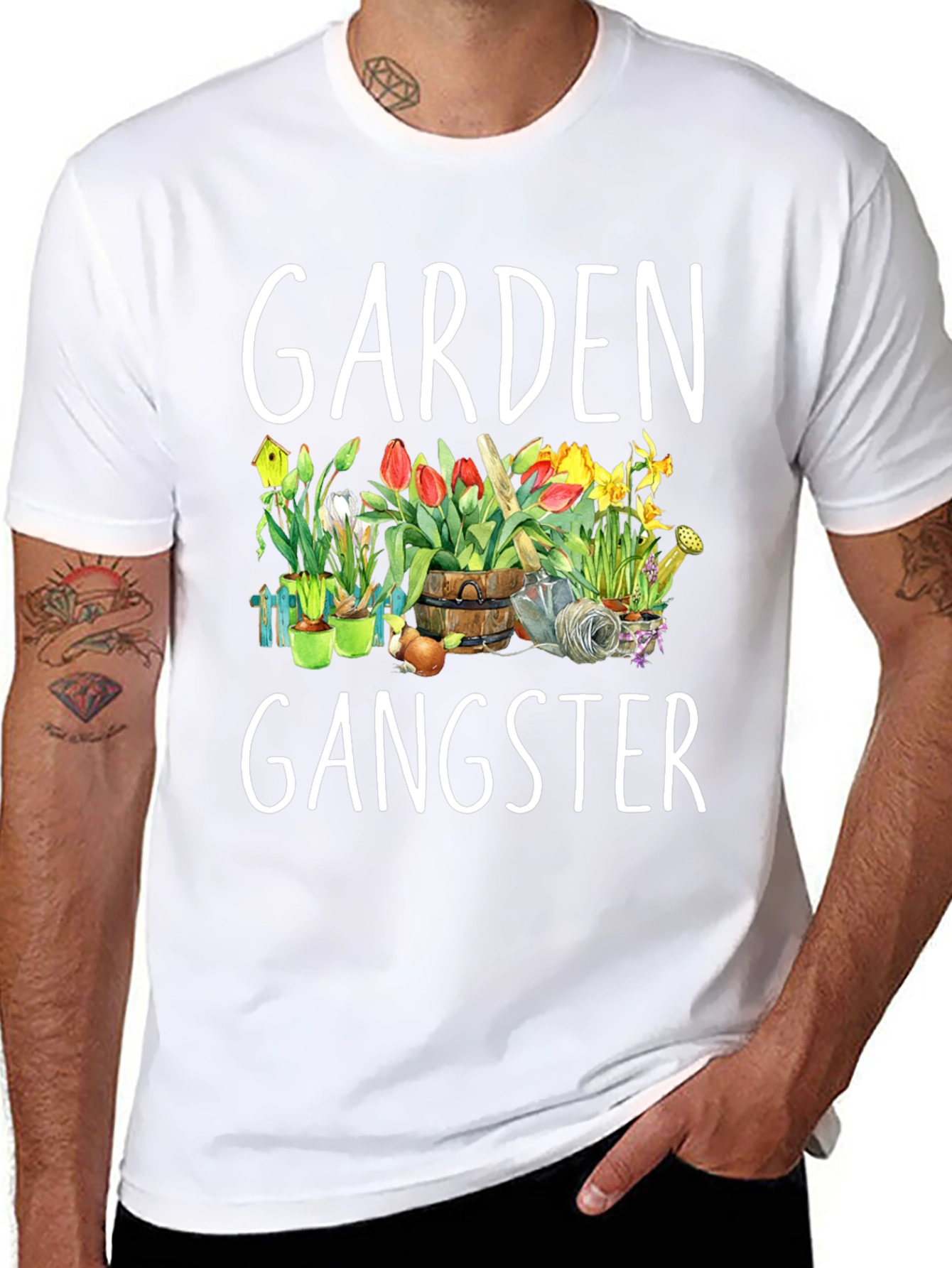 Garden Gangster T-Shirt - Floral Design