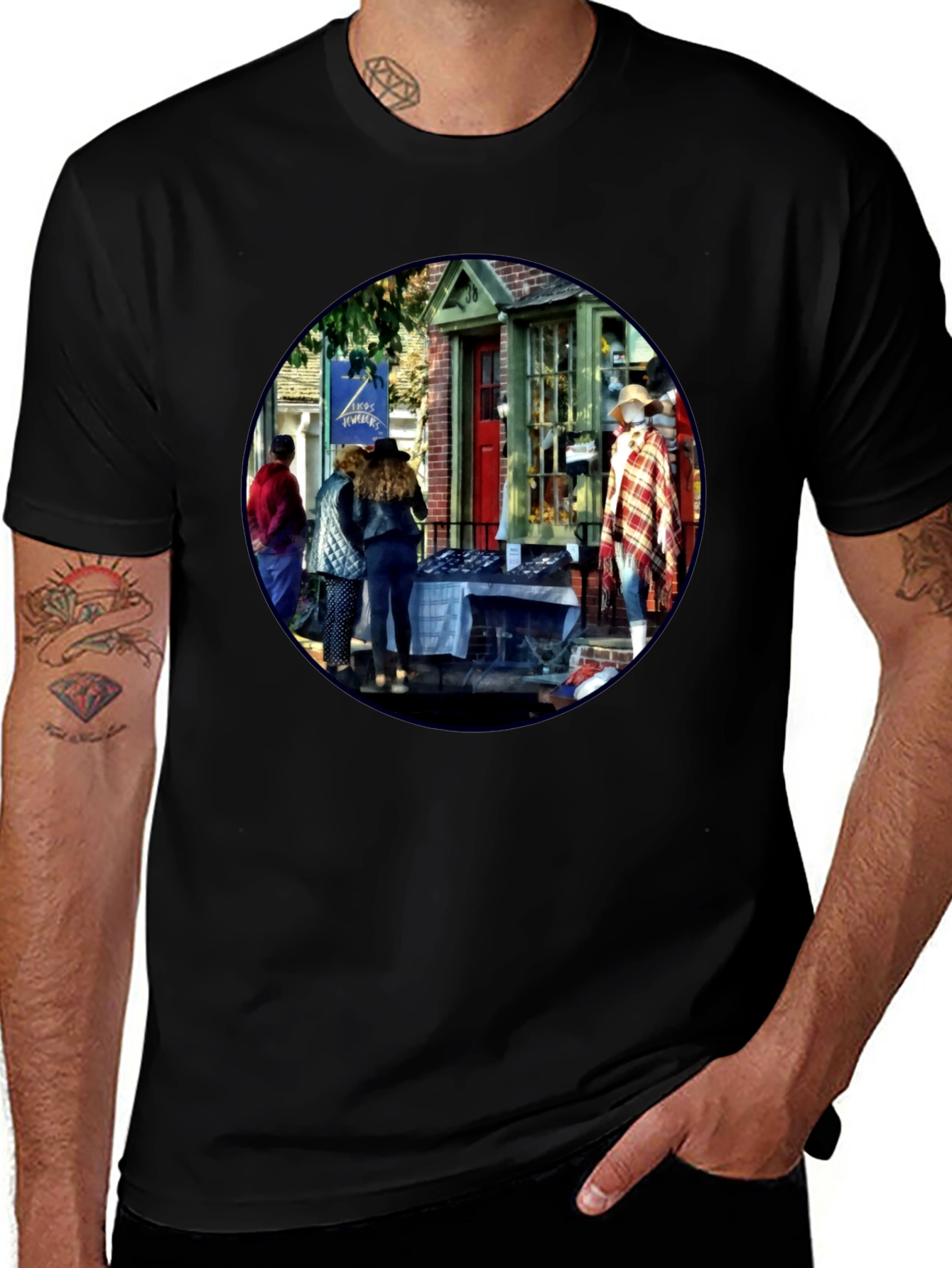 Street Fair Graphic Tee - Black Cotton T-Shirt