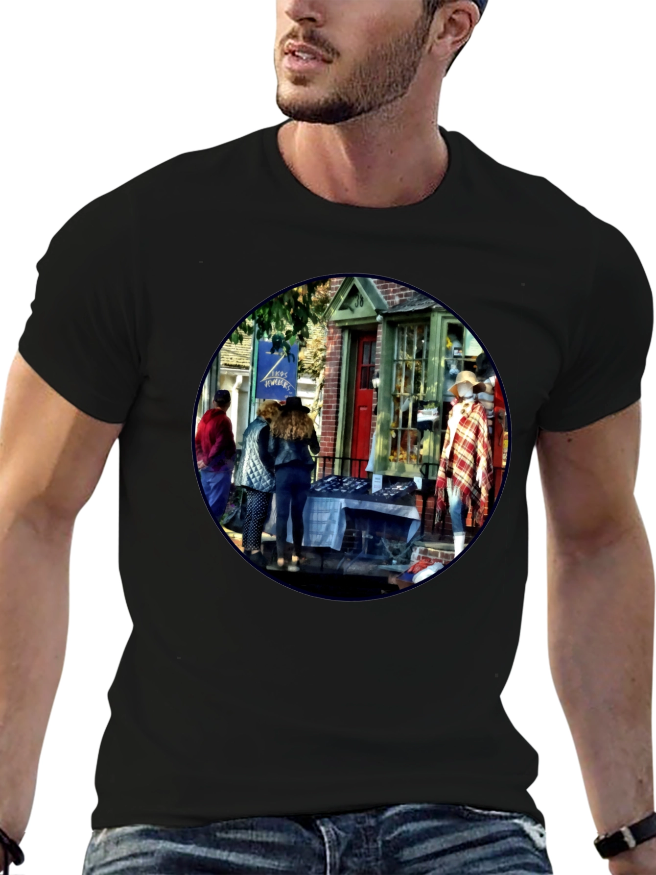 Street Fair Graphic Tee - Black Cotton T-Shirt