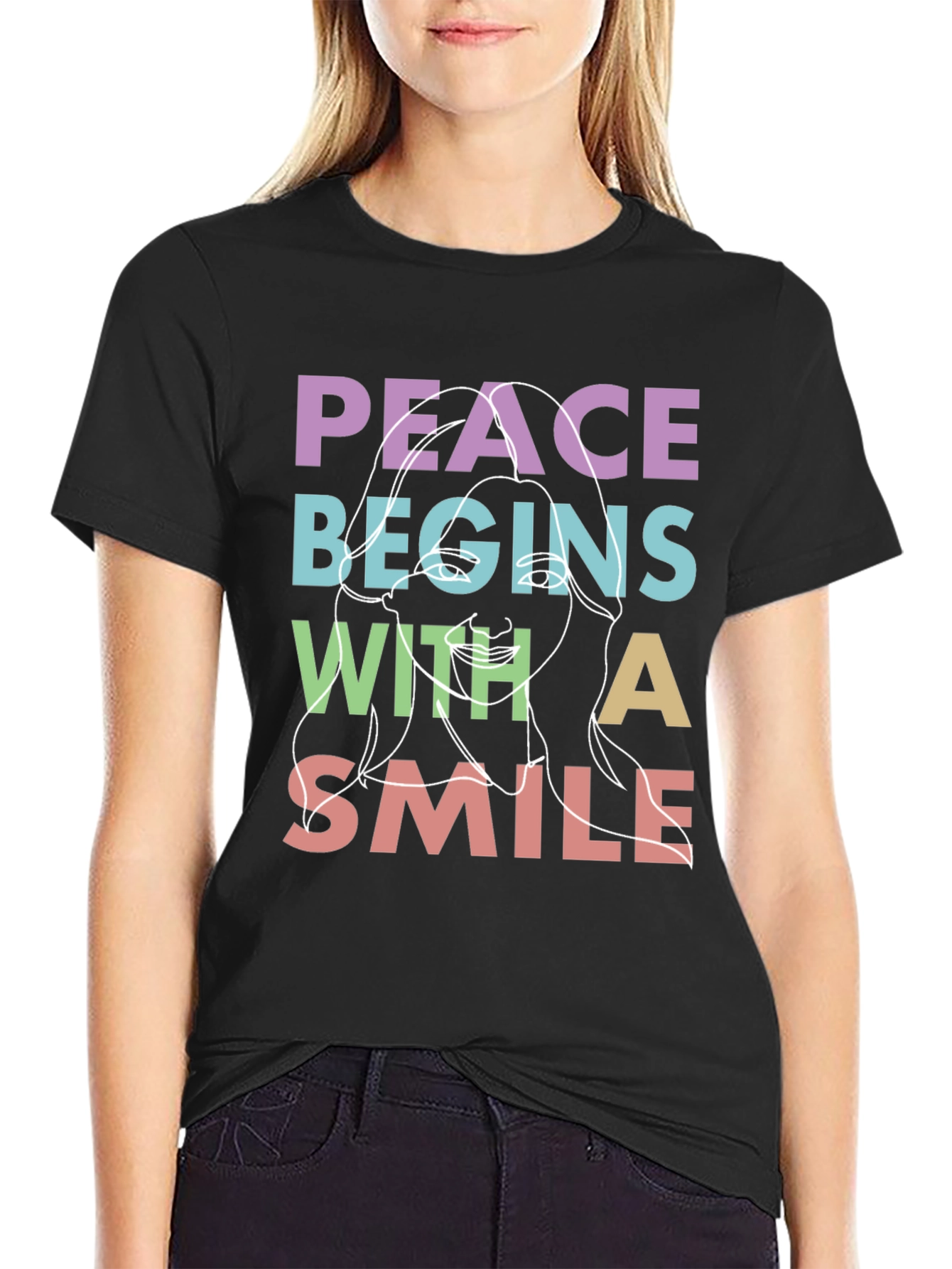 Peace Begins With A Smile Graphic T-Shirt