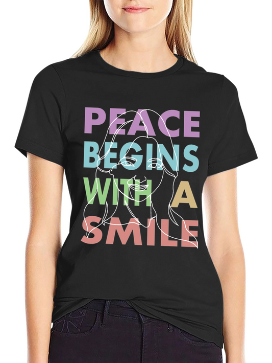 Peace Begins With A Smile Graphic T-Shirt
