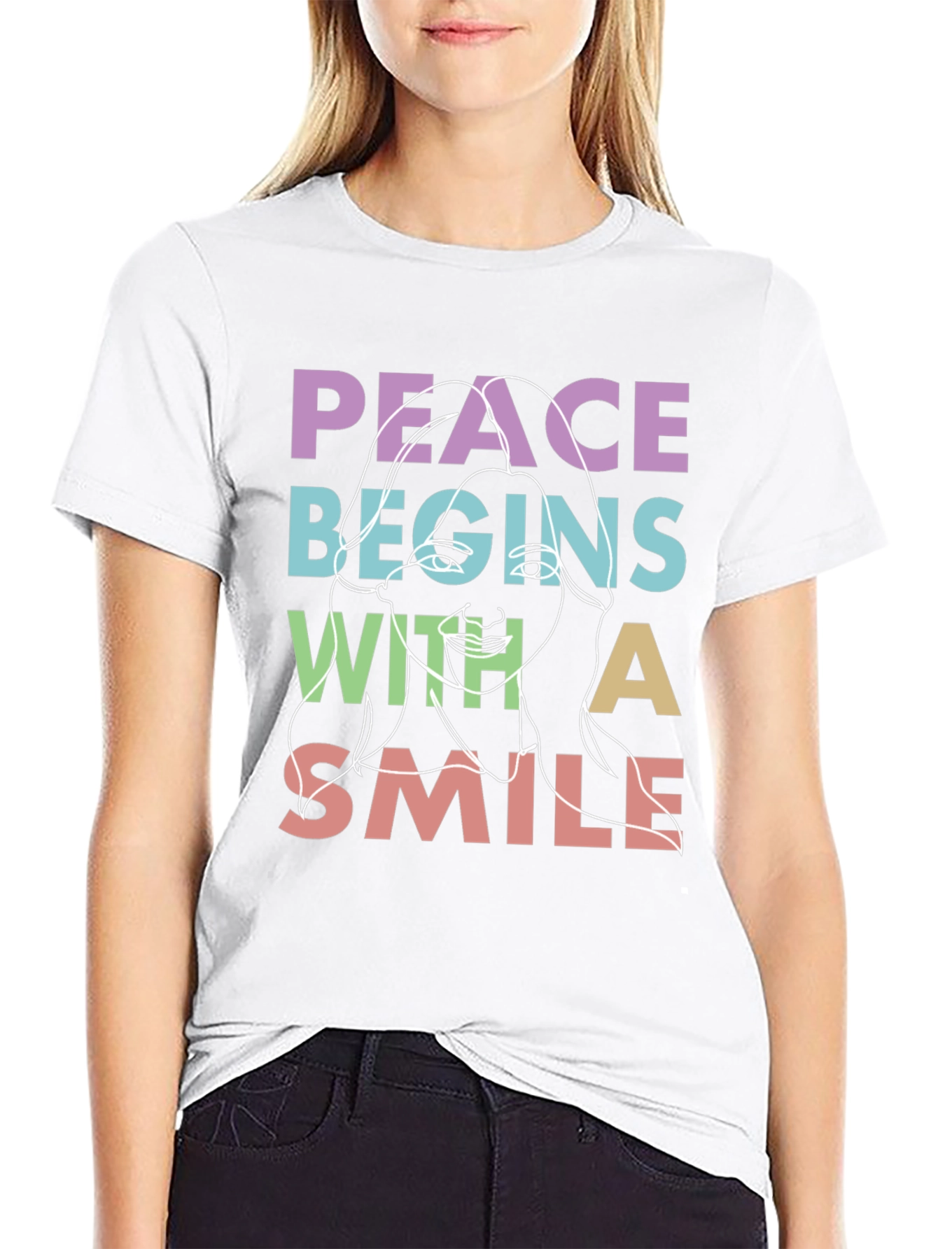 Peace Begins With A Smile Graphic T-Shirt