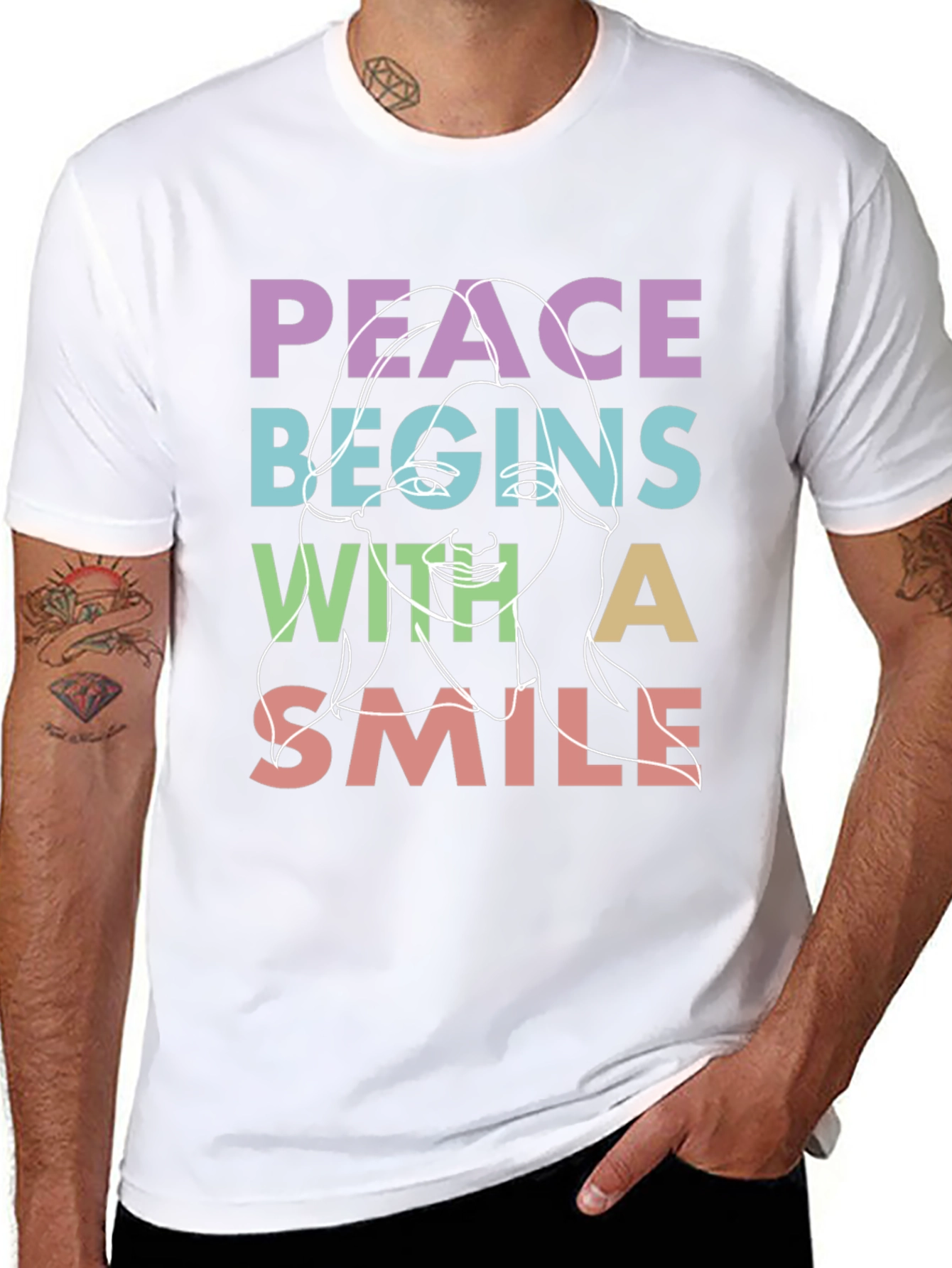 Peace Begins With A Smile Graphic T-Shirt