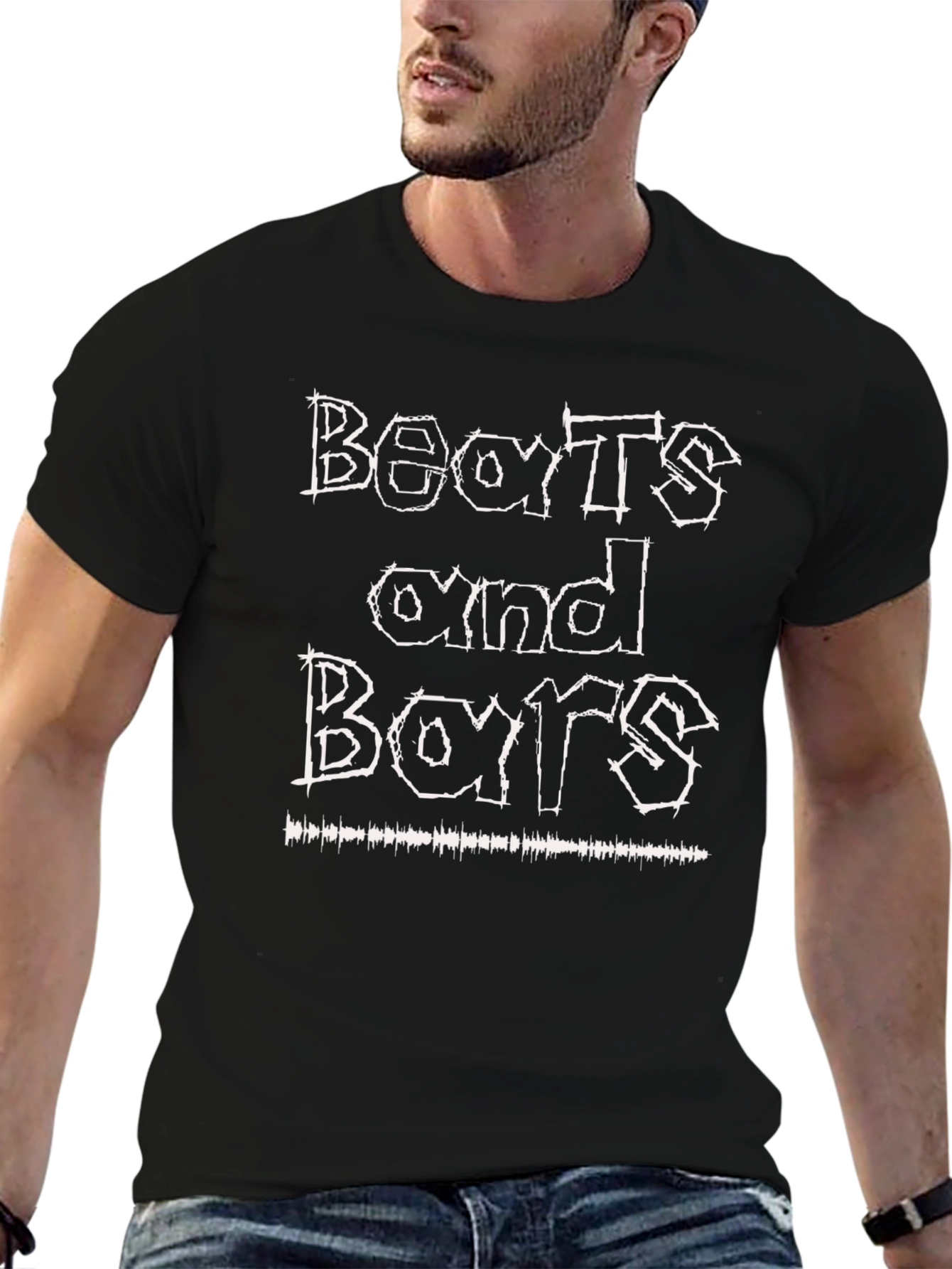 Beats and Bars Graphic Tee - Black Cotton T-Shirt