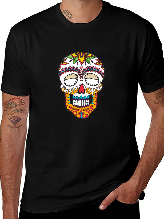 Sugar Skull Graphic T-Shirt - Black Cotton Tee