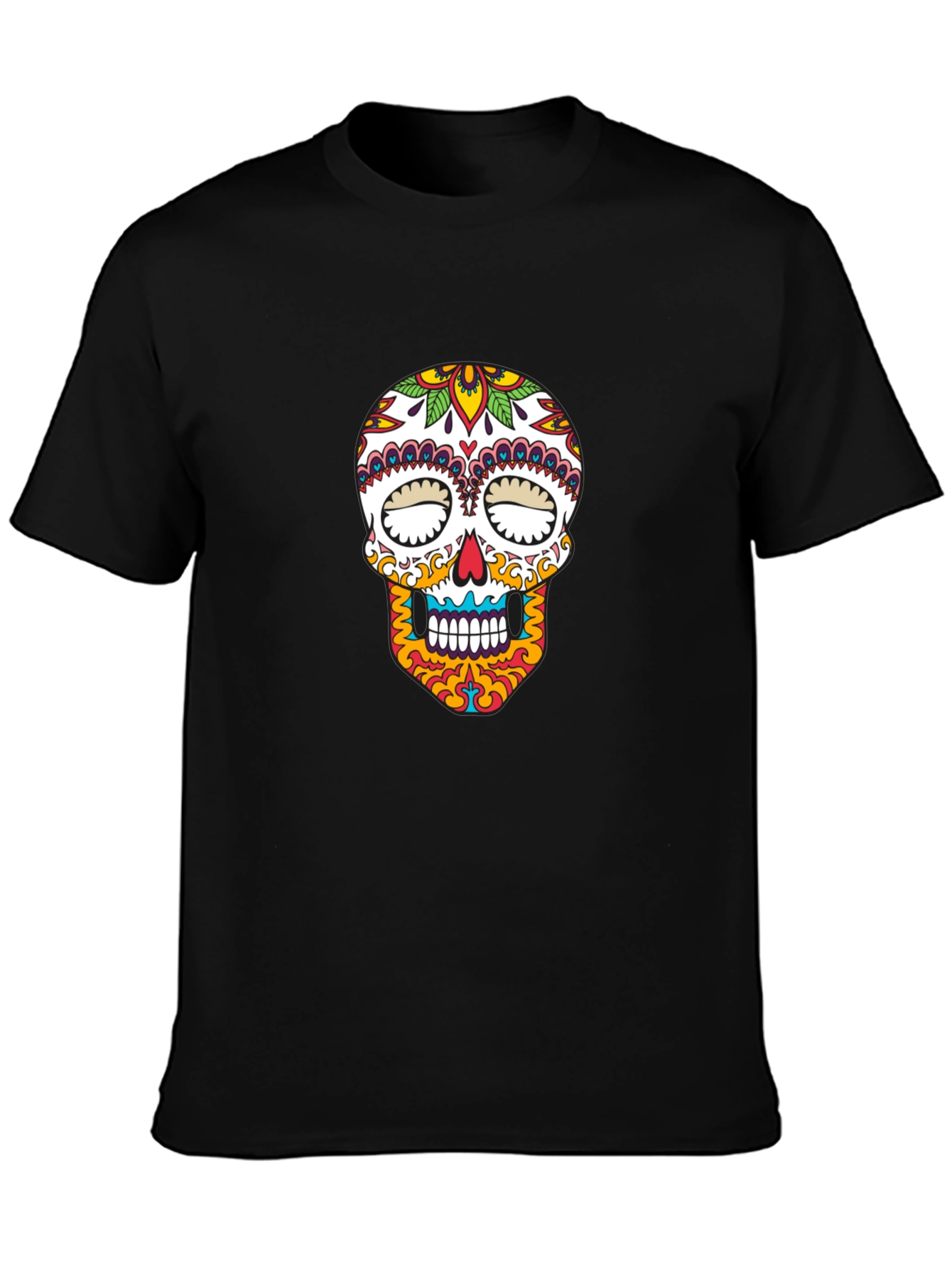 Sugar Skull Graphic T-Shirt - Black Cotton Tee