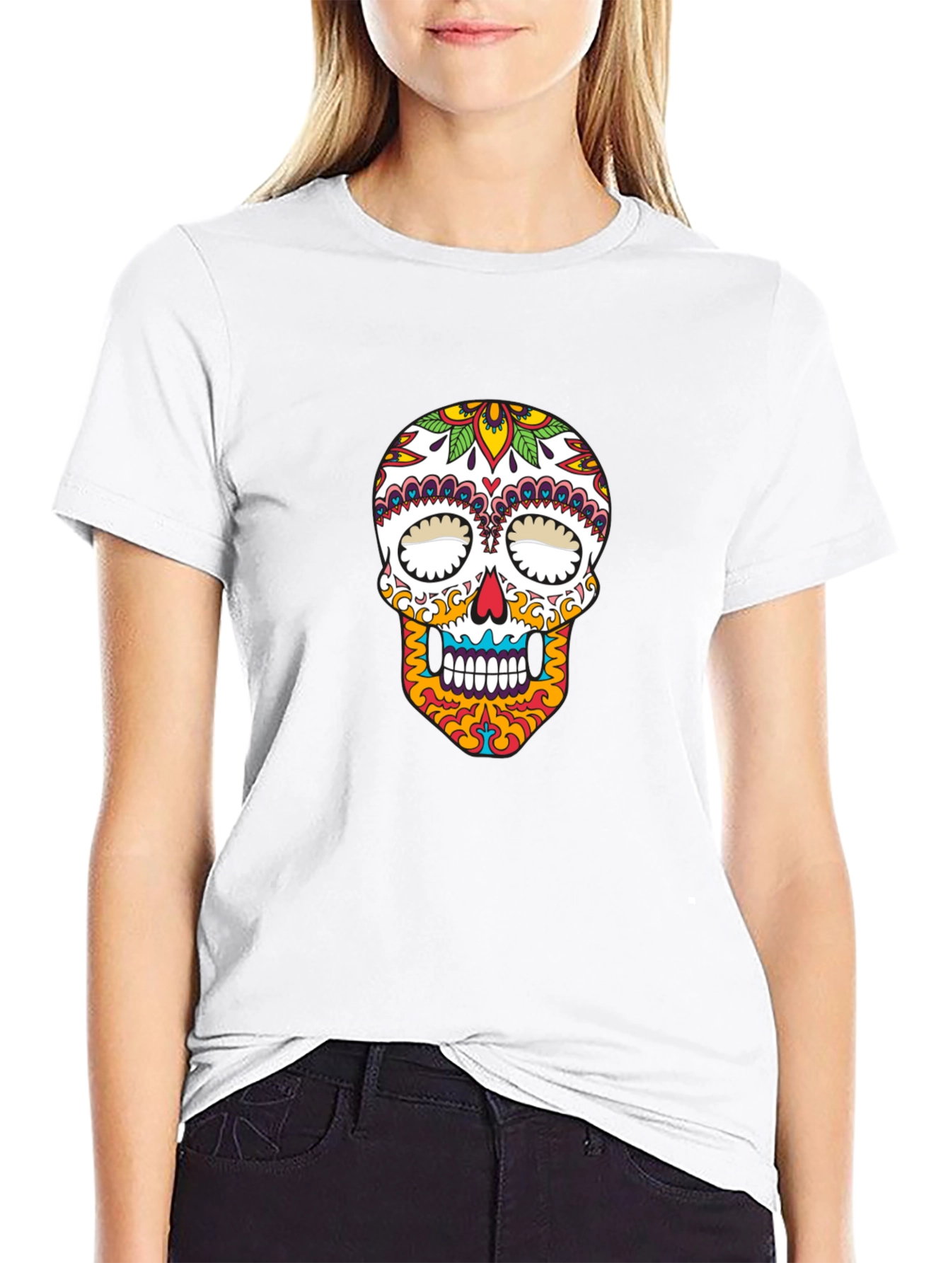 Sugar Skull Graphic T-Shirt - Black Cotton Tee