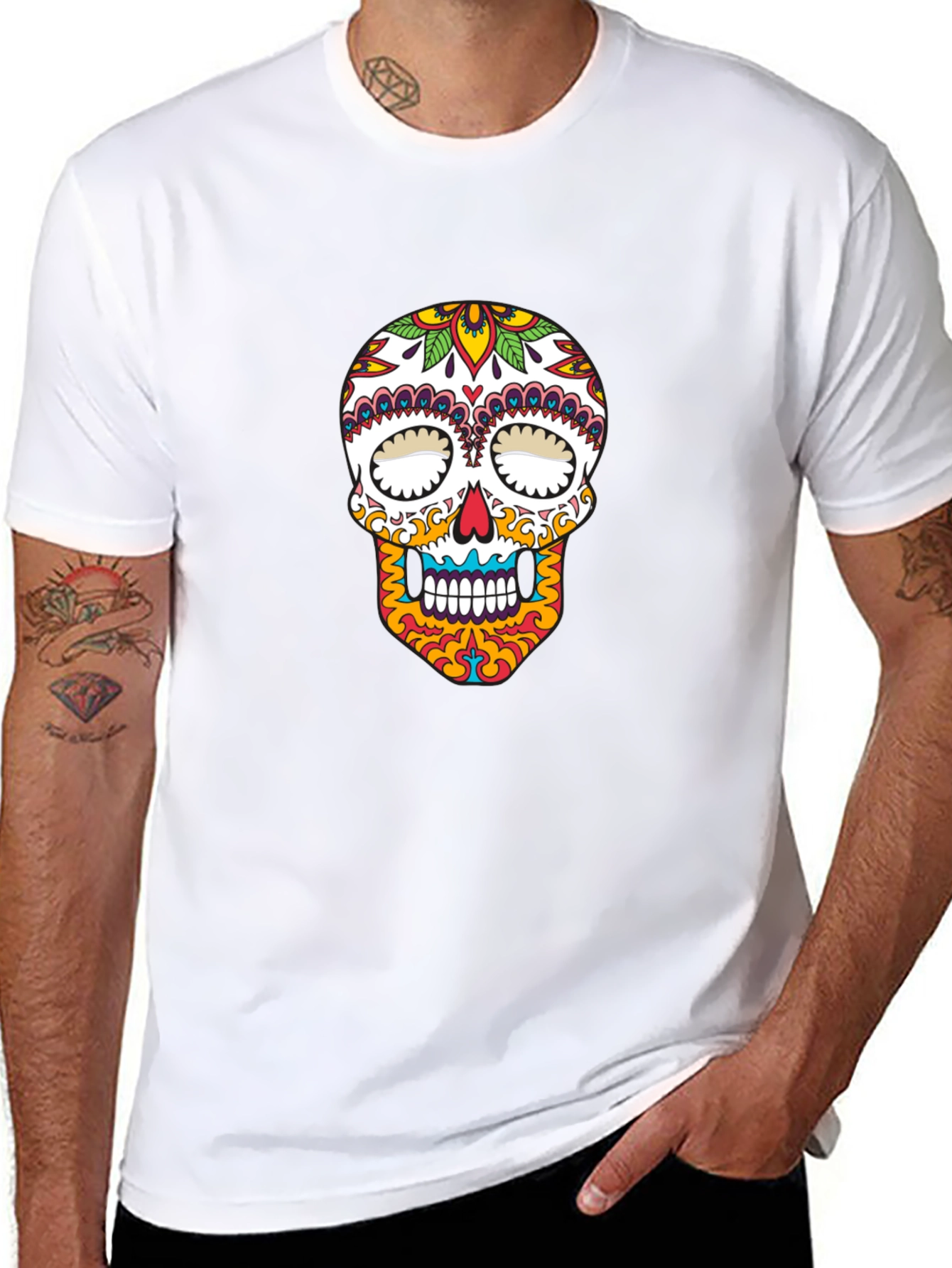 Sugar Skull Graphic T-Shirt - Black Cotton Tee