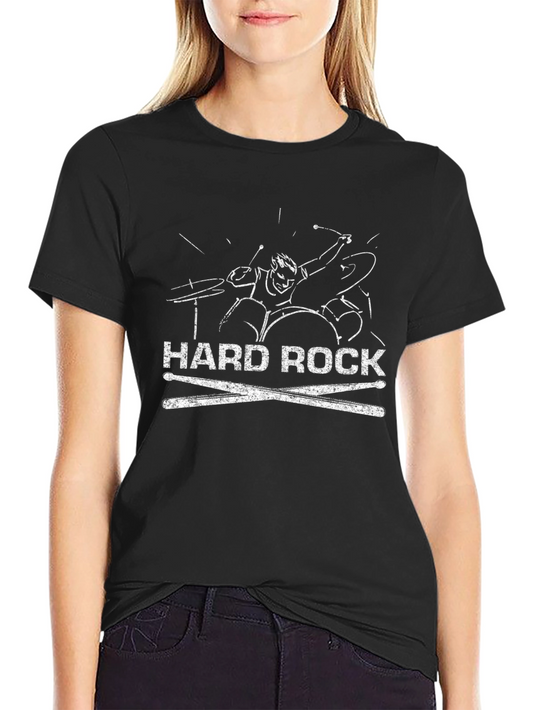 Hard Rock Drummer Graphic Tee - Black Cotton Shirt