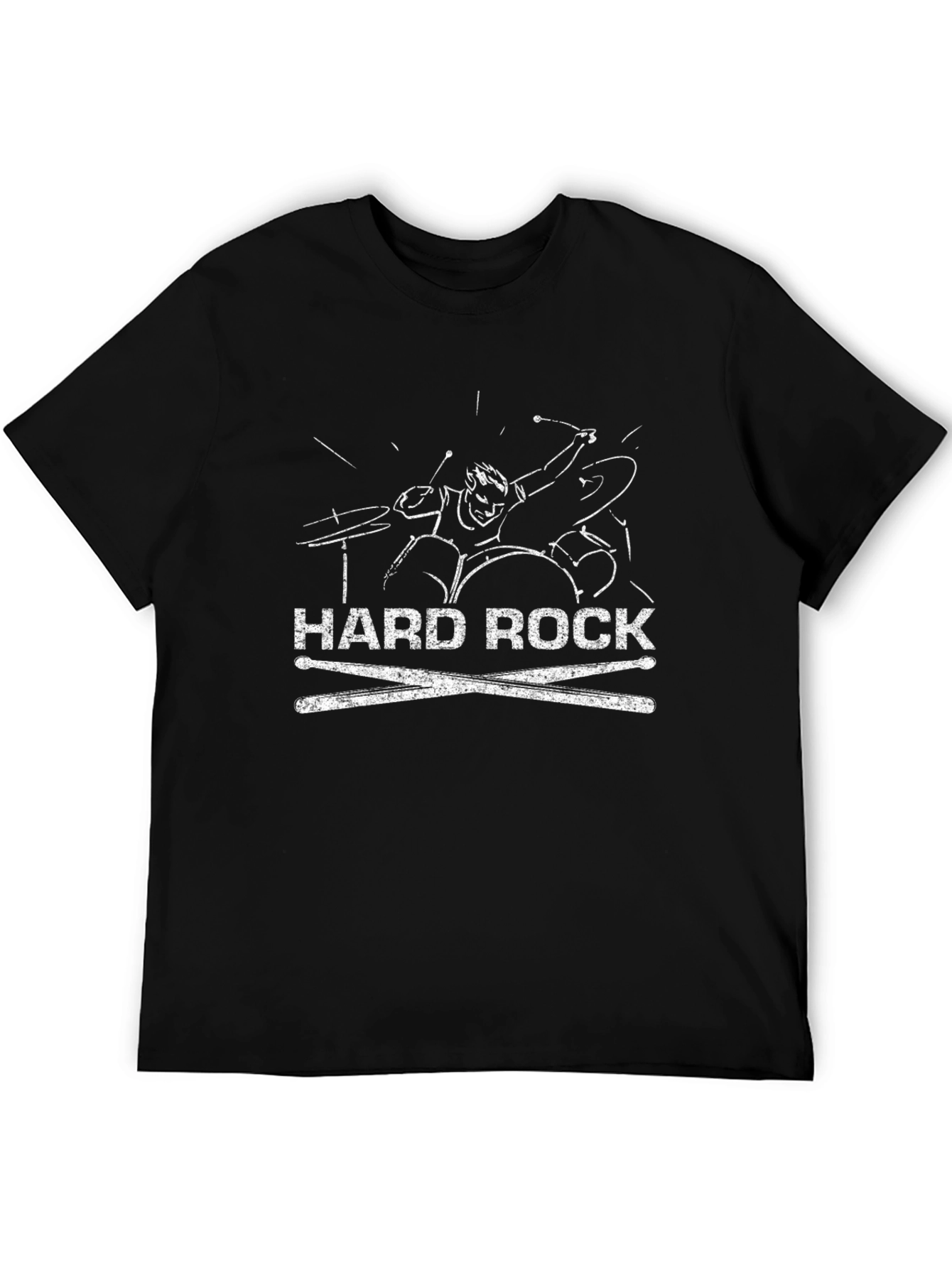 Hard Rock Drummer Graphic Tee - Black Cotton Shirt