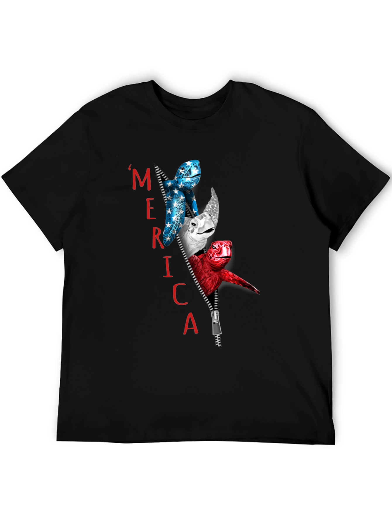 Patriotic Turtle Merica Zipper T-Shirt