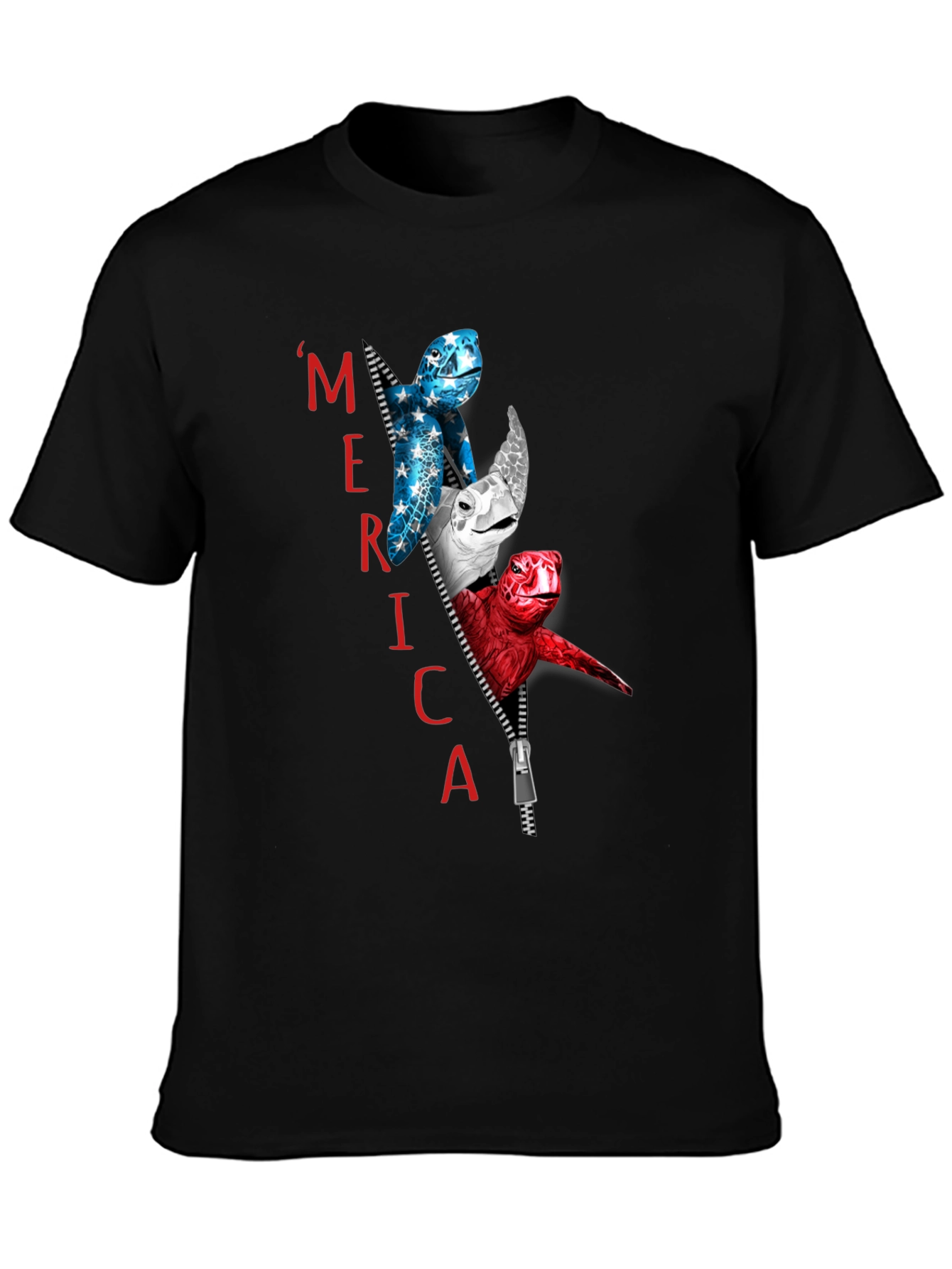 Patriotic Turtle Merica Zipper T-Shirt