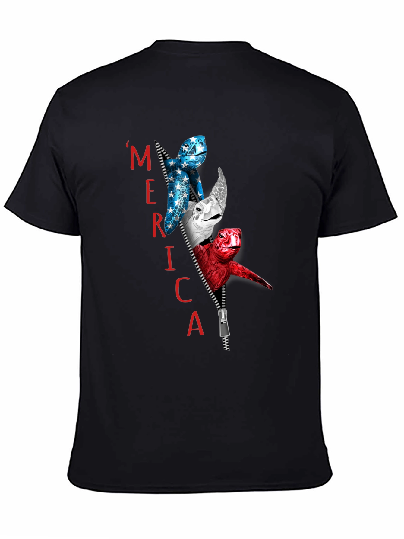 Patriotic Turtle Merica Zipper T-Shirt