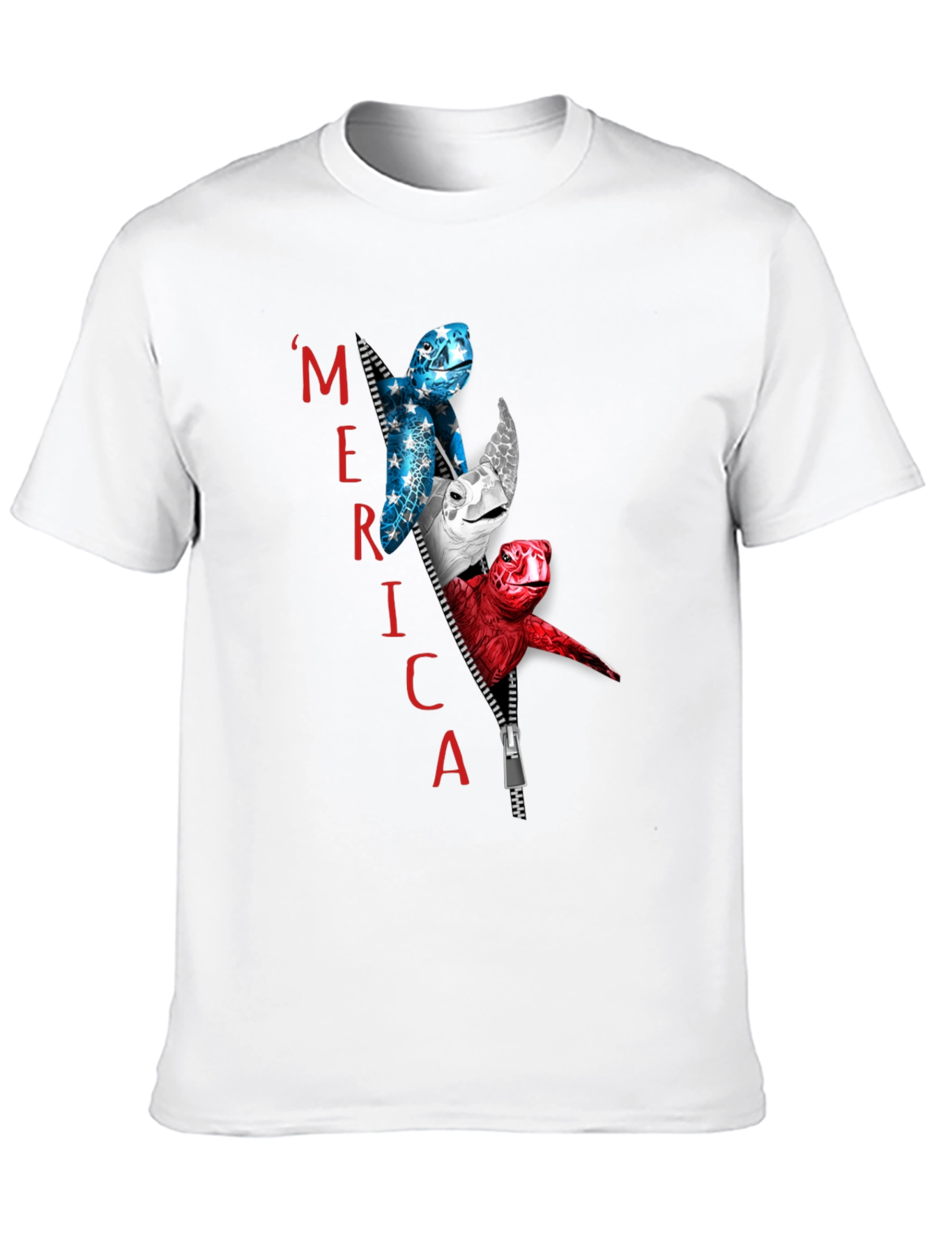 Patriotic Turtle Merica Zipper T-Shirt
