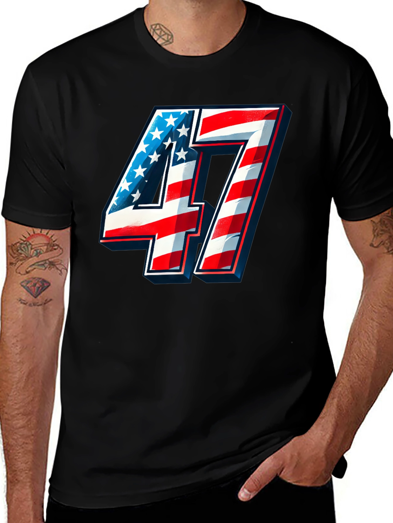 Patriotic Number 47 T-Shirt - Americana Graphic Tee