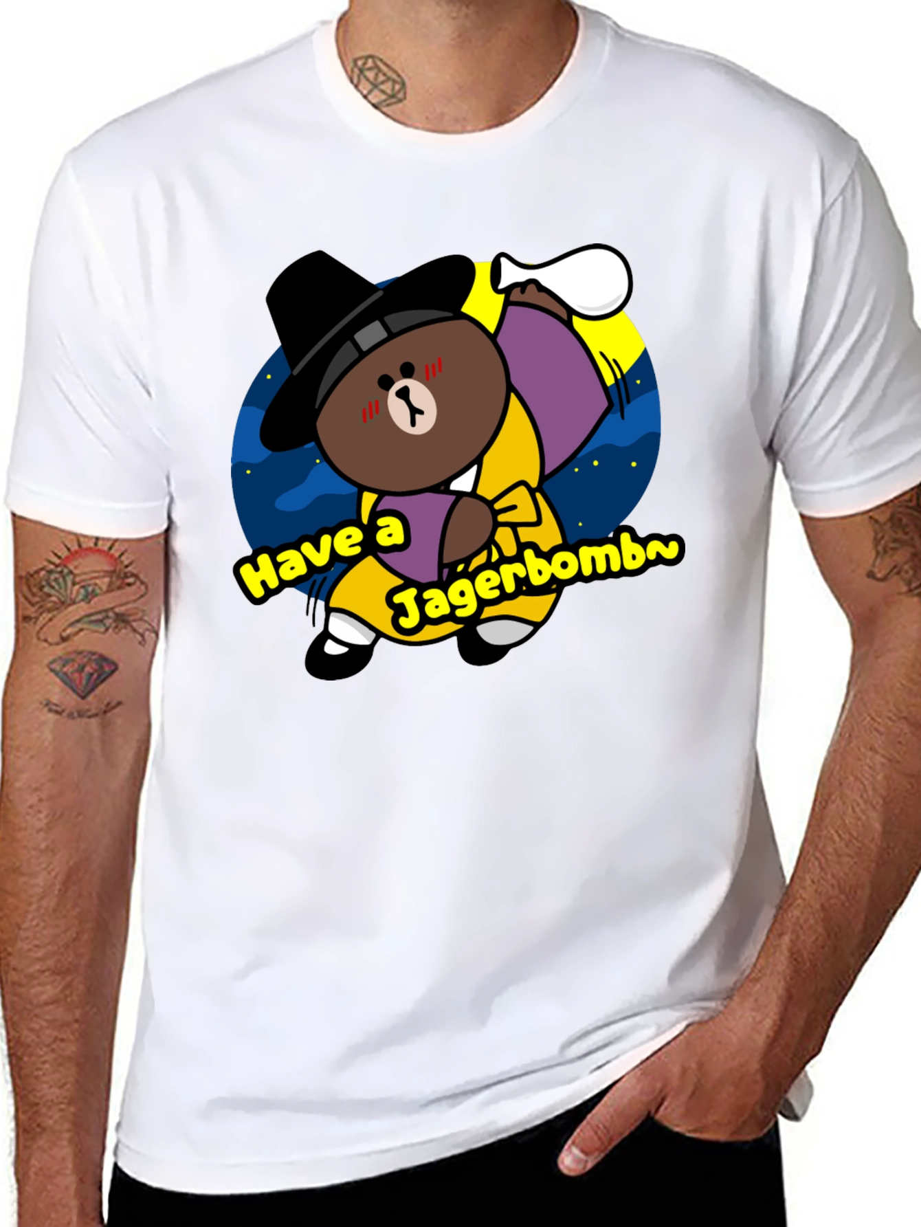 Funny Jagerbomb Bear Graphic T-Shirt - Novelty Tee
