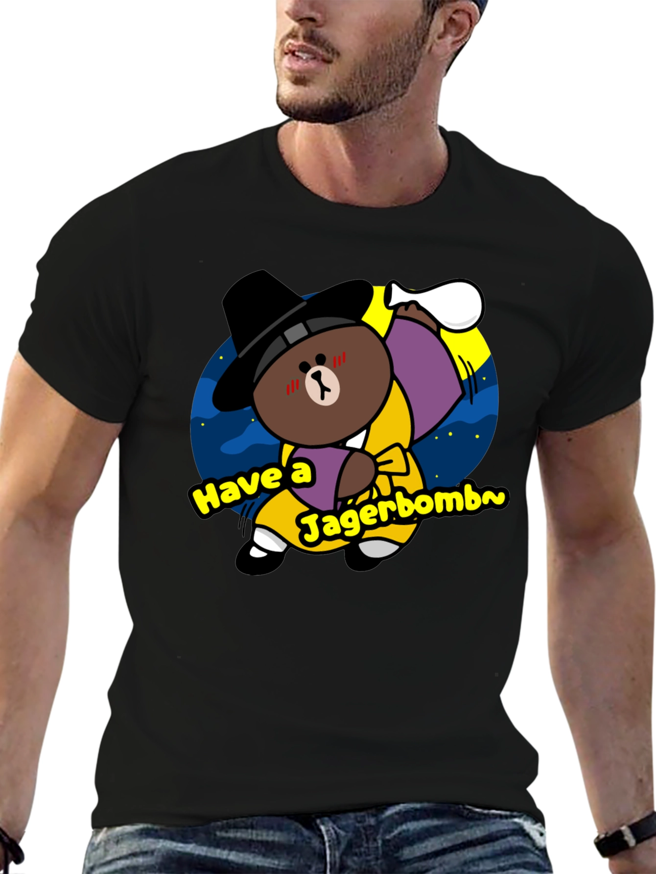 Funny Jagerbomb Bear Graphic T-Shirt - Novelty Tee