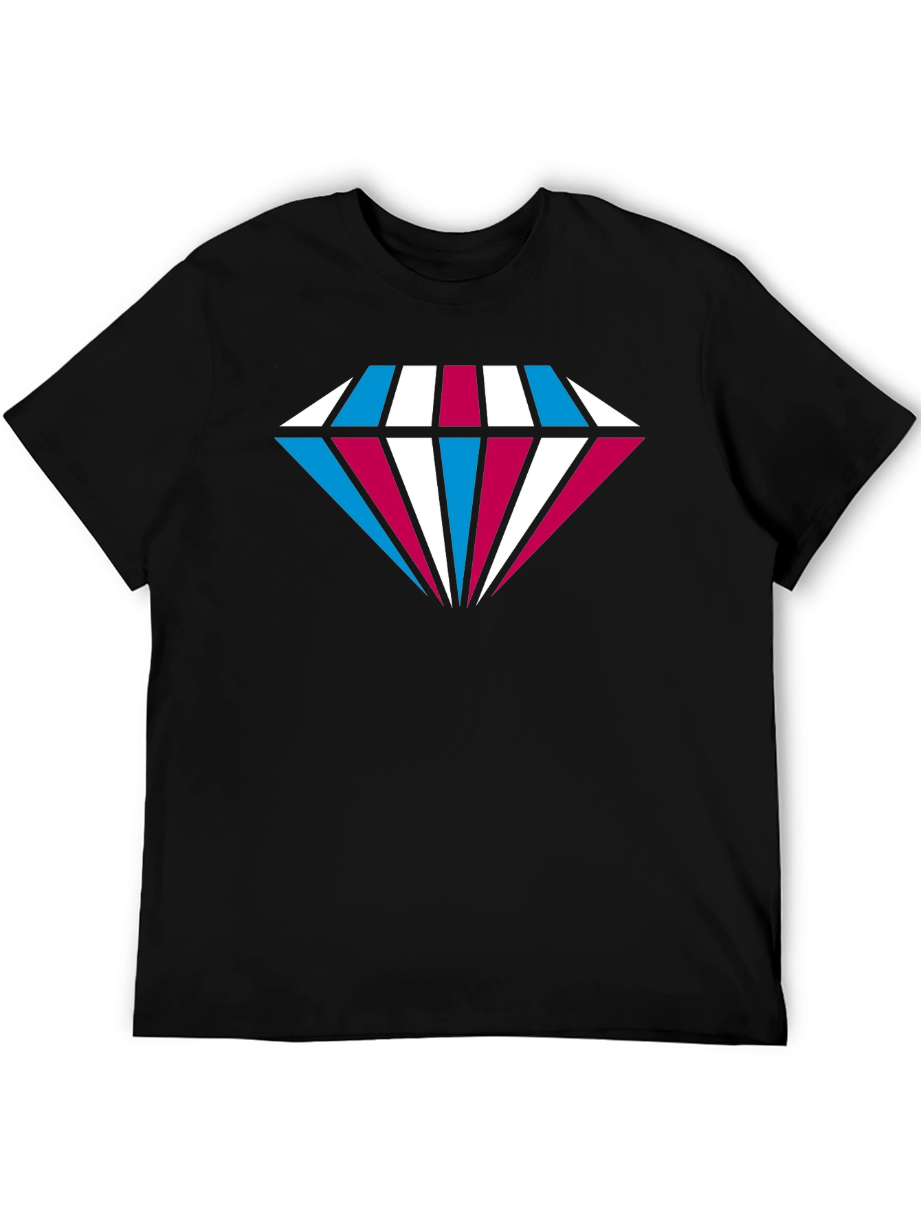 Diamond Pattern Graphic Black Tee Shirt