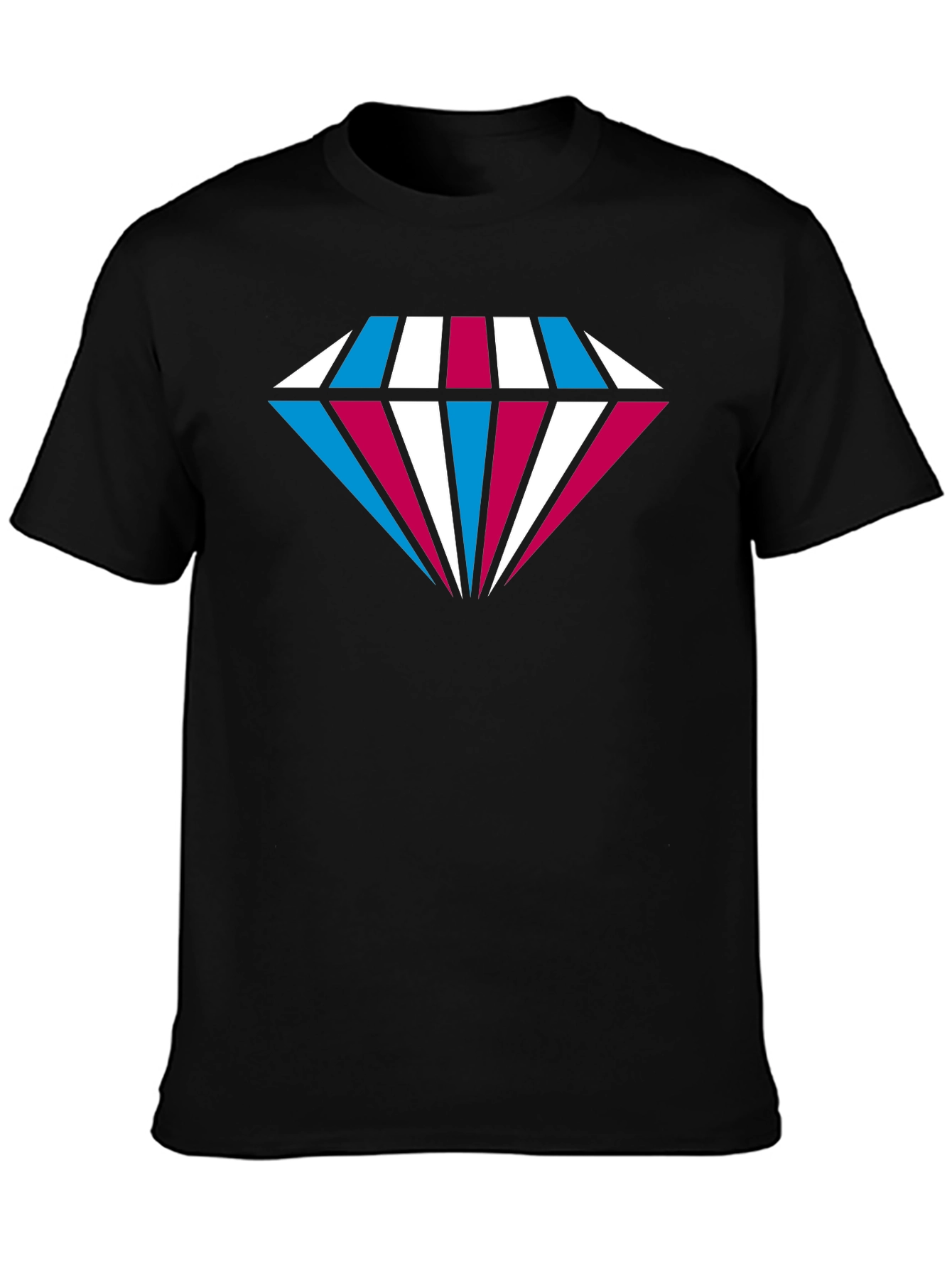 Diamond Pattern Graphic Black Tee Shirt