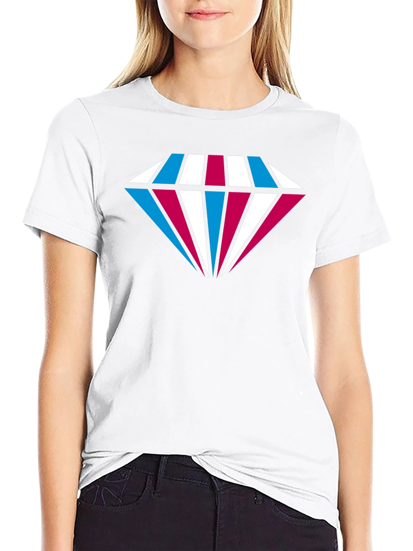 Diamond Pattern Graphic Black Tee Shirt