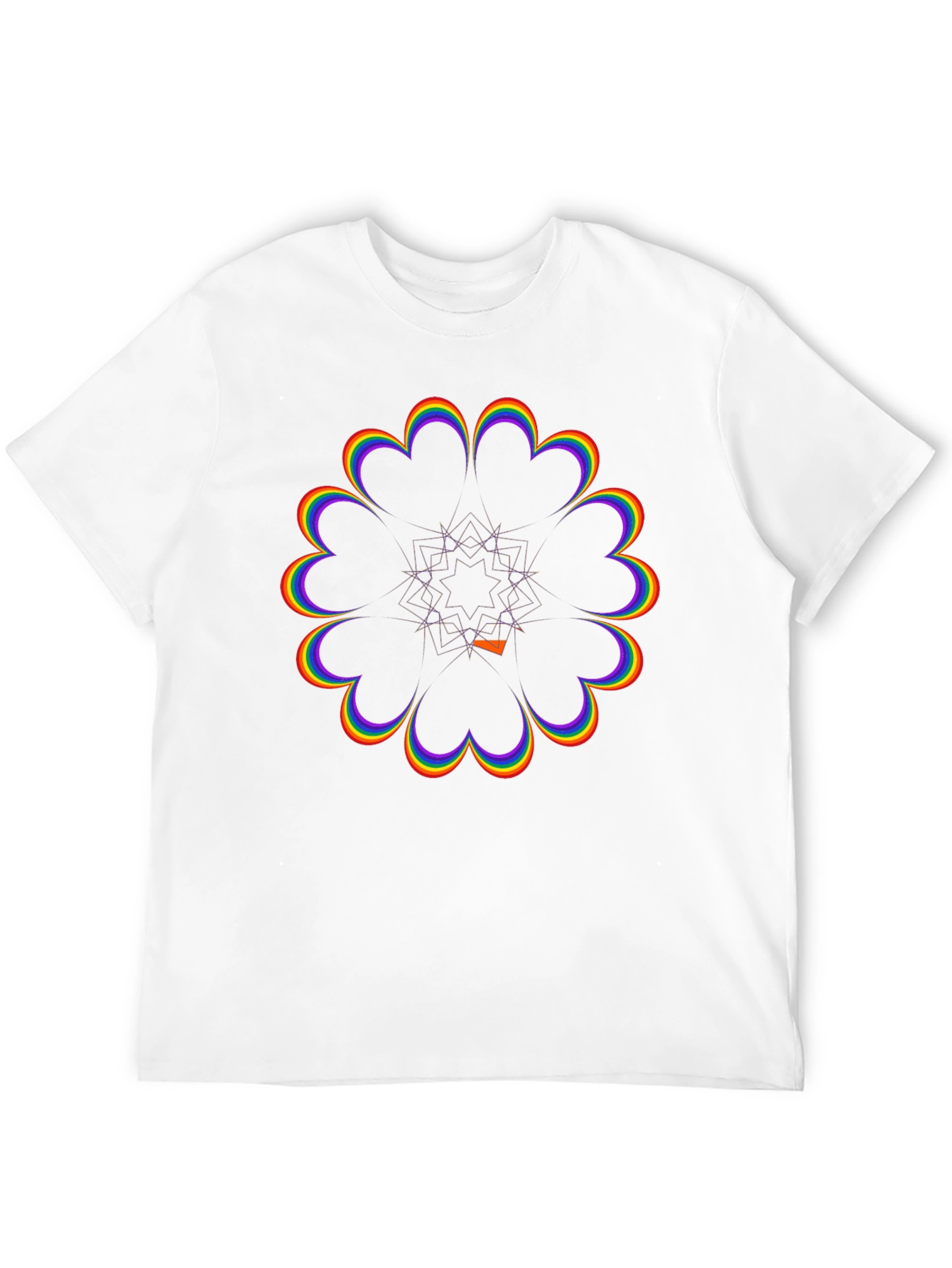 Rainbow Flower Power Black T-Shirt