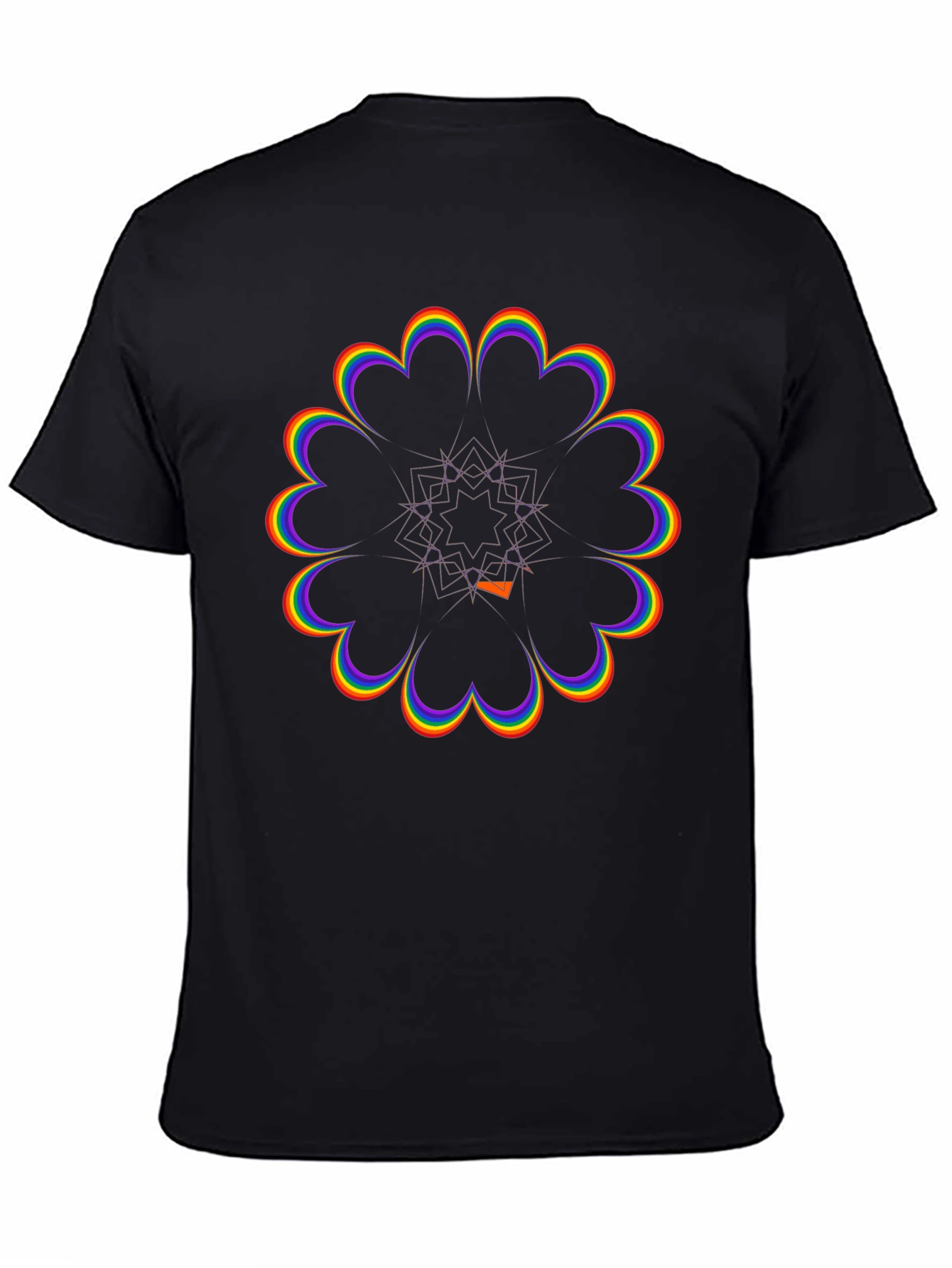Rainbow Flower Power Black T-Shirt