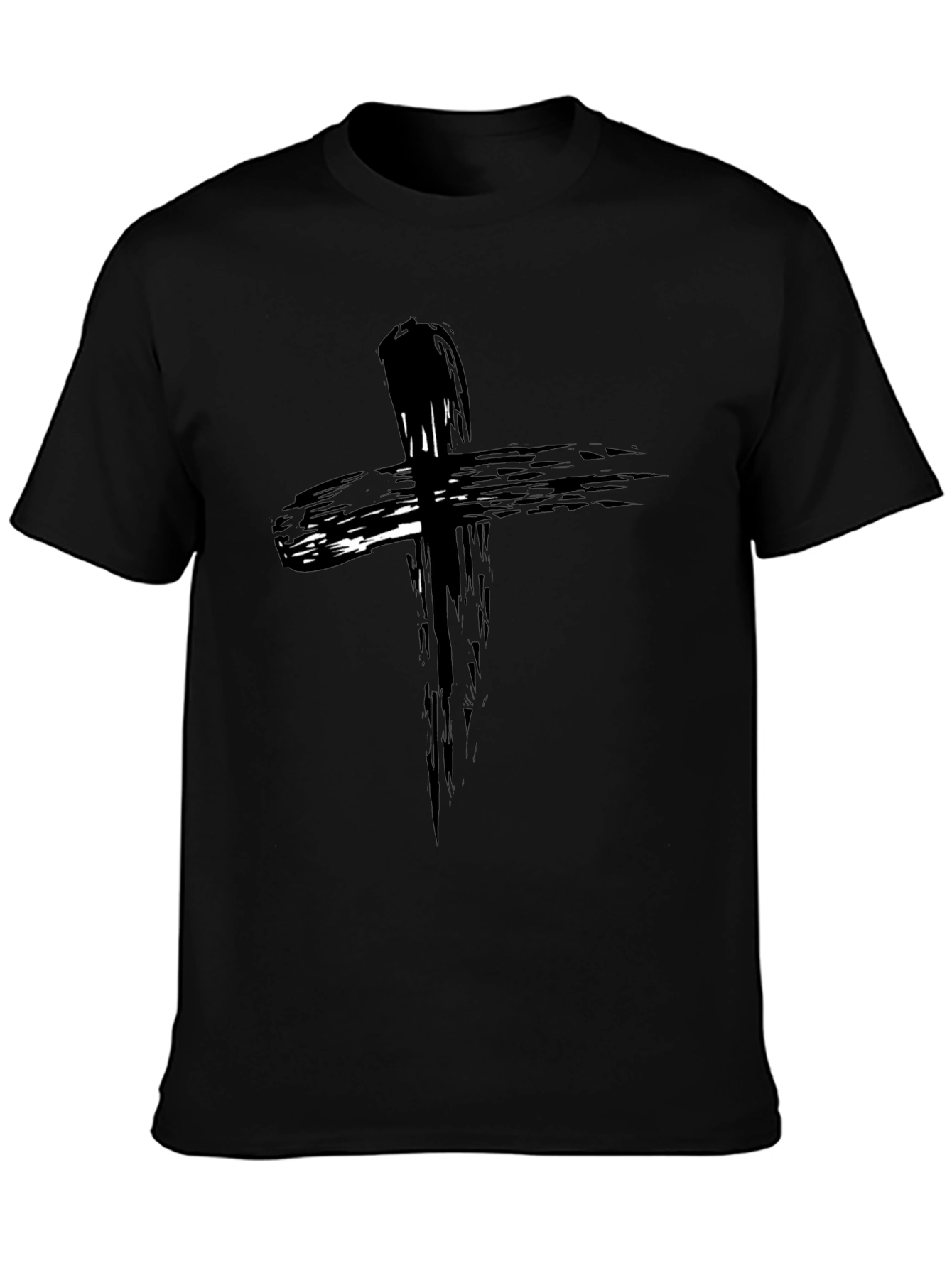 Abstract Cross Graphic Black T-Shirt